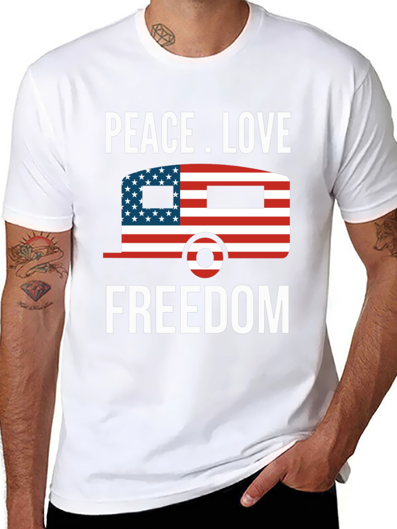 Peace Love Freedom USA Patriotic T-Shirt