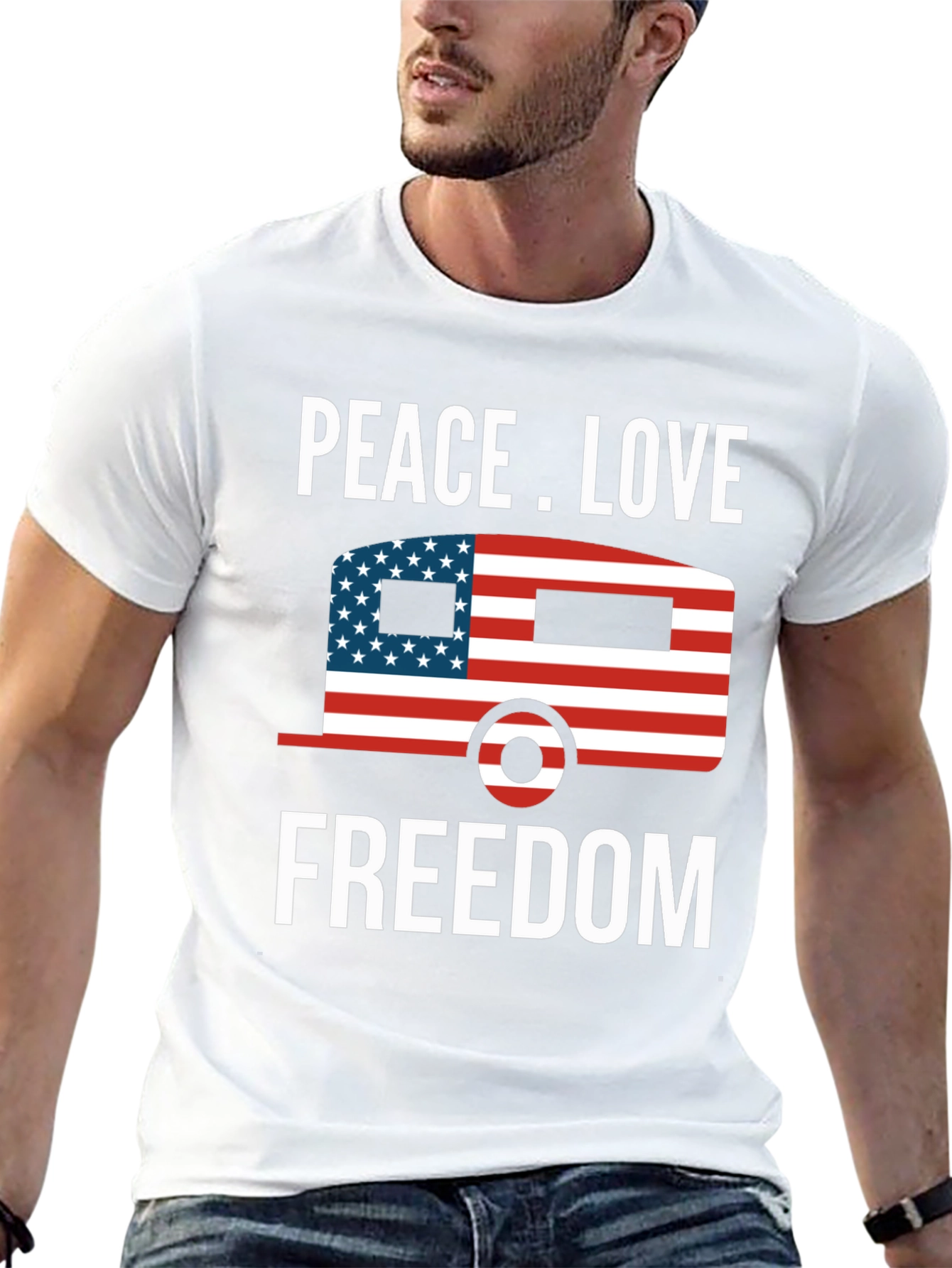Peace Love Freedom USA Patriotic T-Shirt
