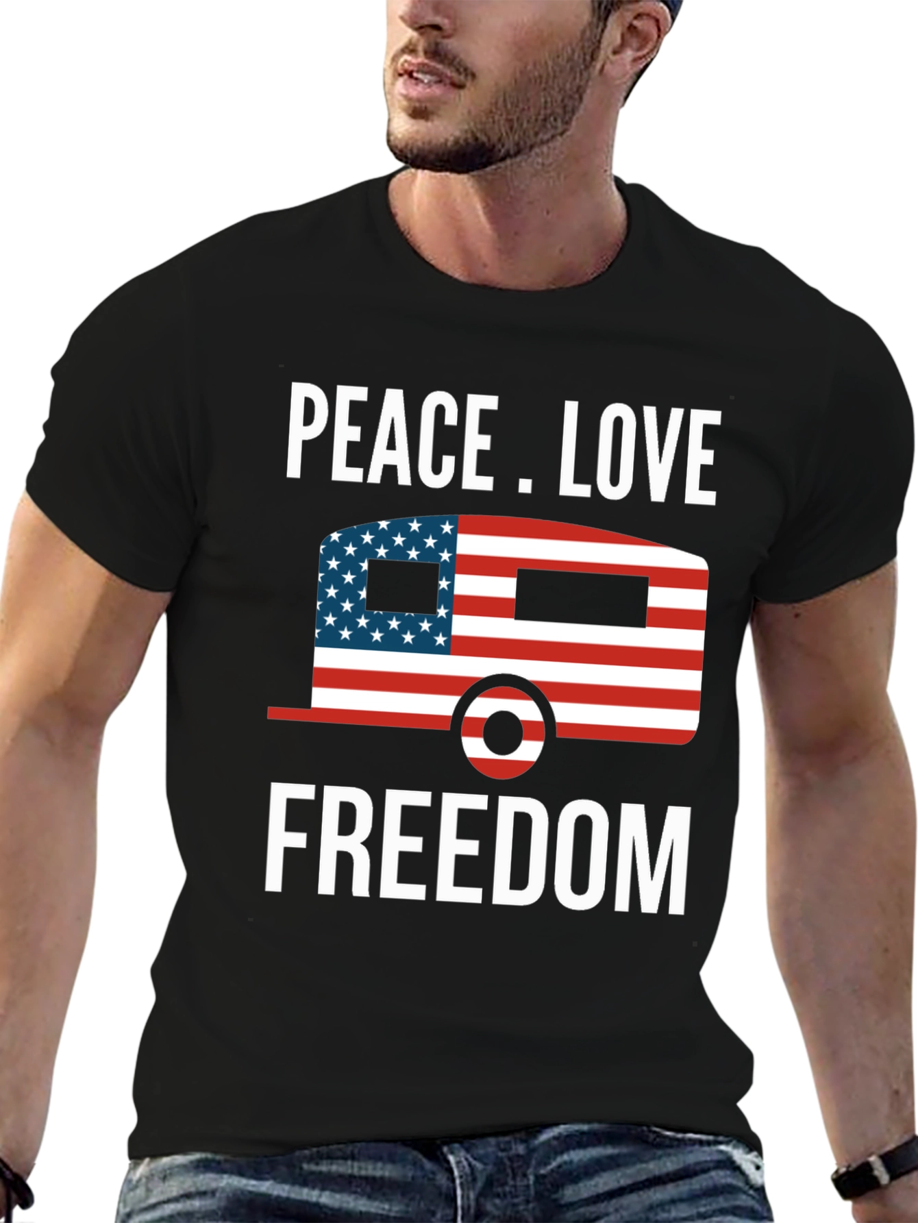 Peace Love Freedom USA Patriotic T-Shirt