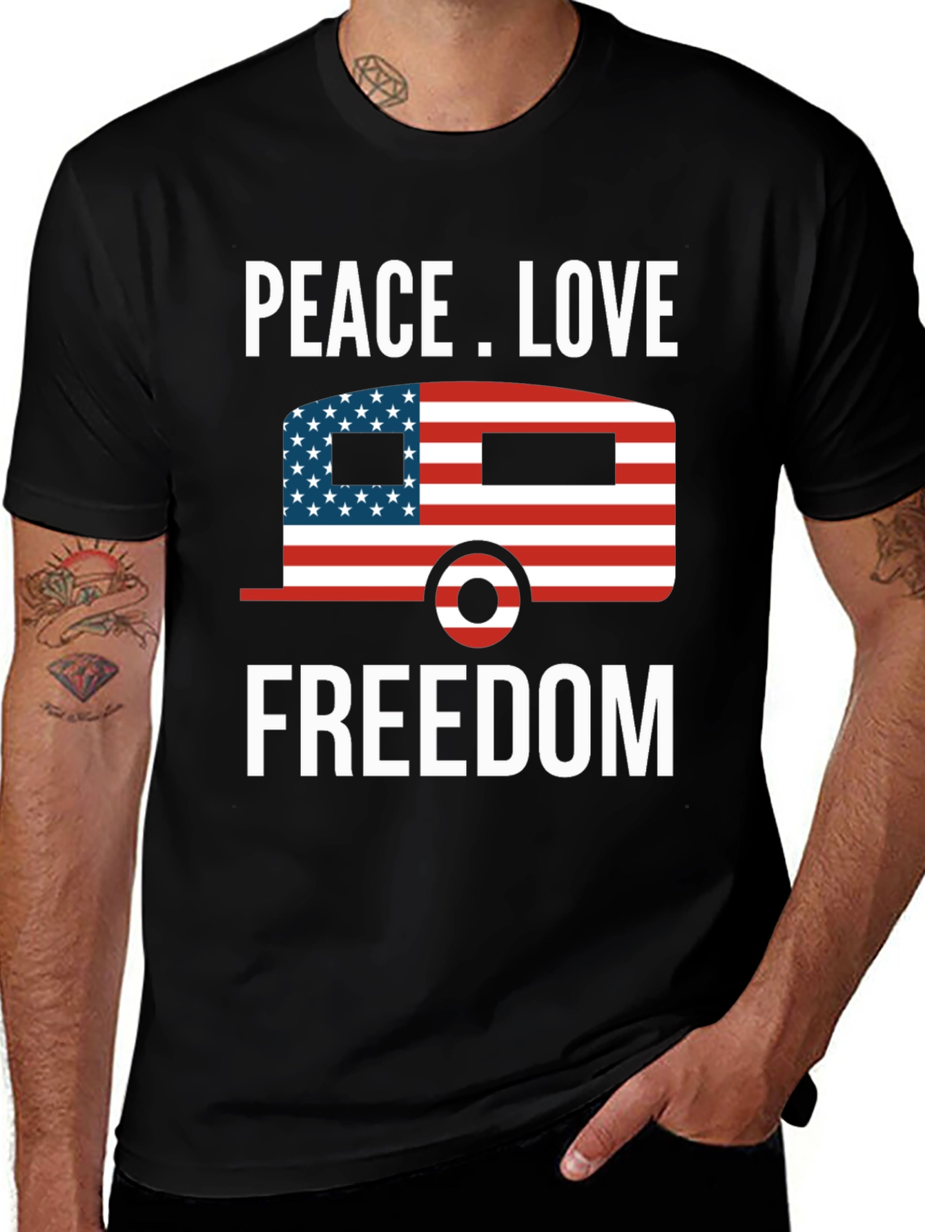 Peace Love Freedom USA Patriotic T-Shirt