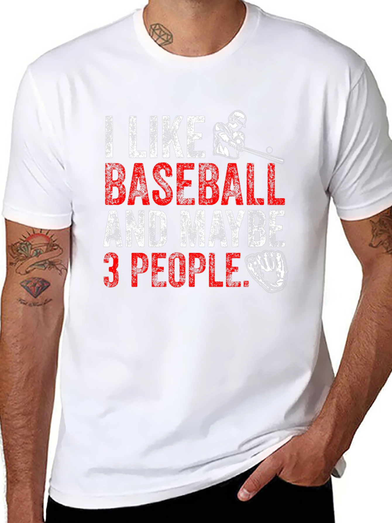 I Like Baseball & Maybe 3 People Black T-Shirt