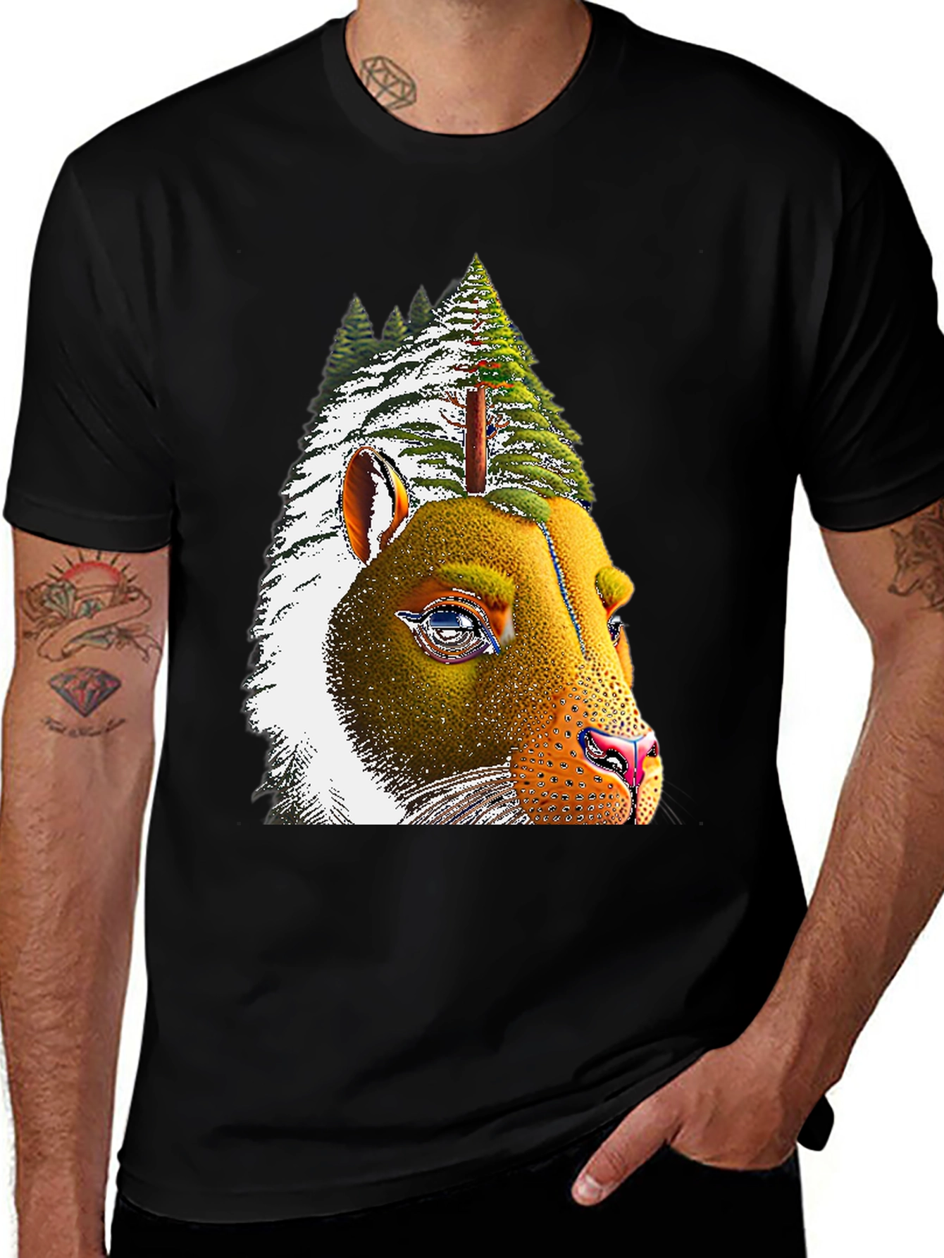 Pine Tree Bear T-Shirt - Unique Graphic Tee