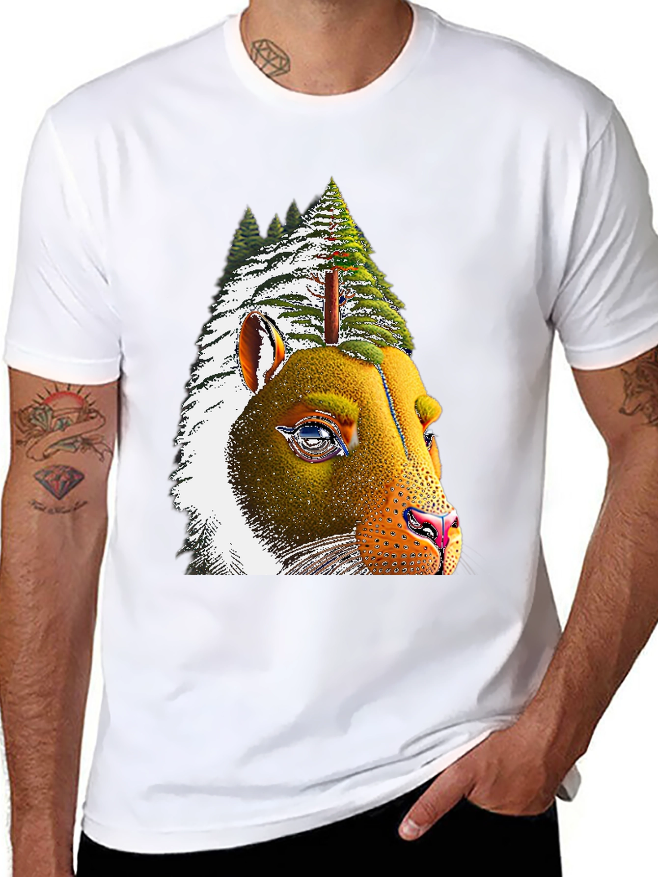Pine Tree Bear T-Shirt - Unique Graphic Tee