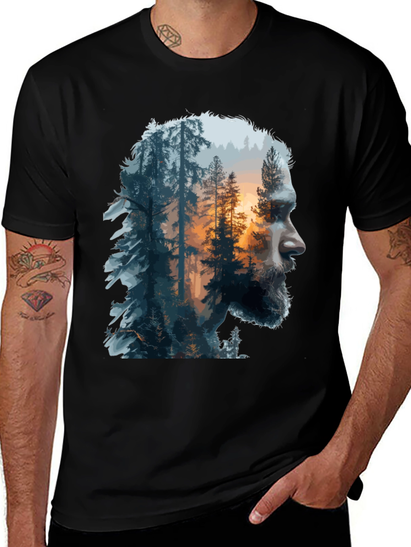 Nature Portrait Graphic Tee - Mens Black T-Shirt