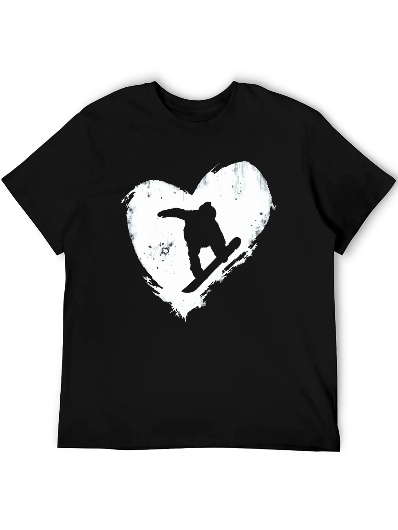 Snowboard Heart Graphic T-Shirt - Black Cotton Blend Tee