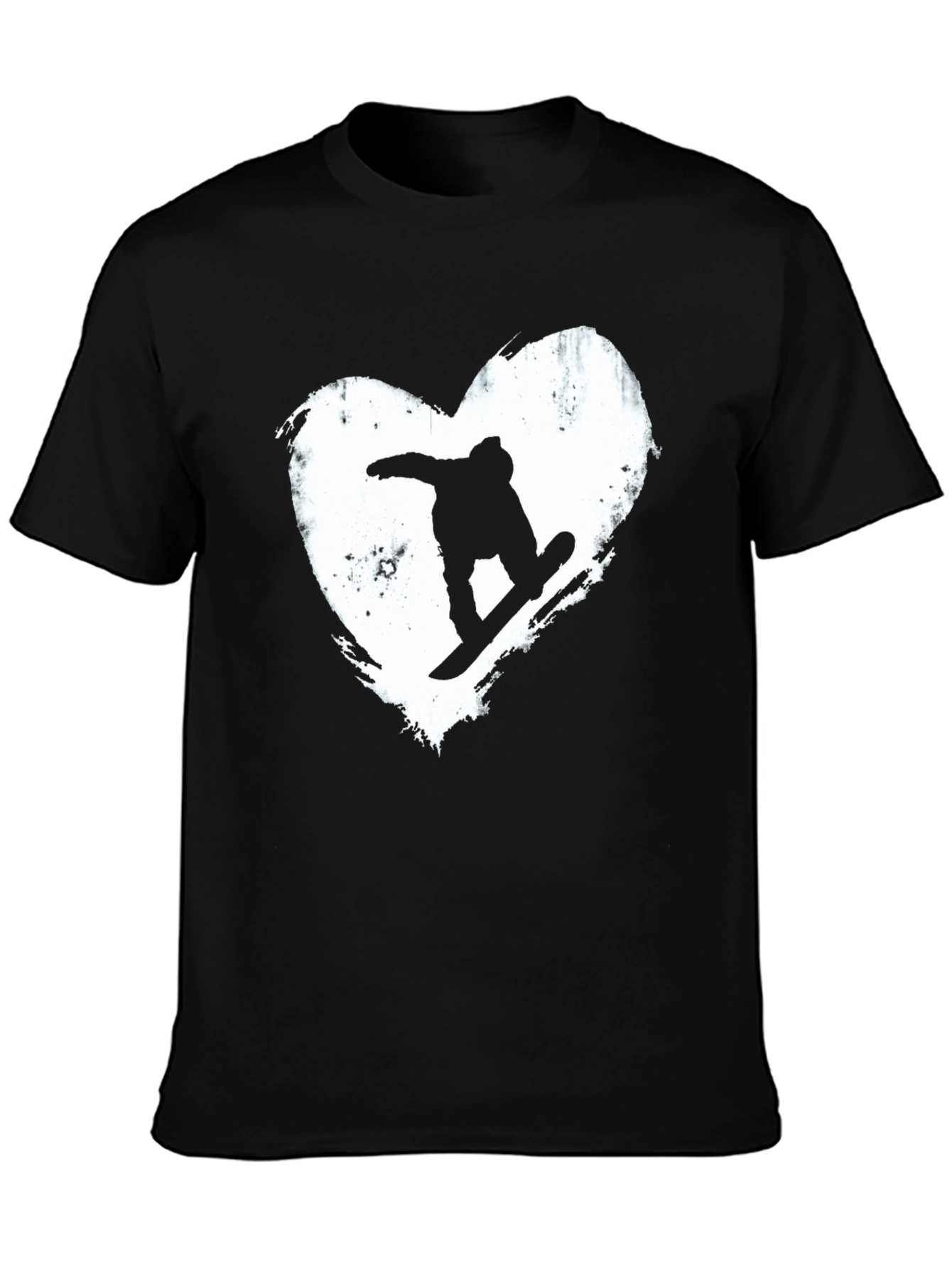 Snowboard Heart Graphic T-Shirt - Black Cotton Blend Tee