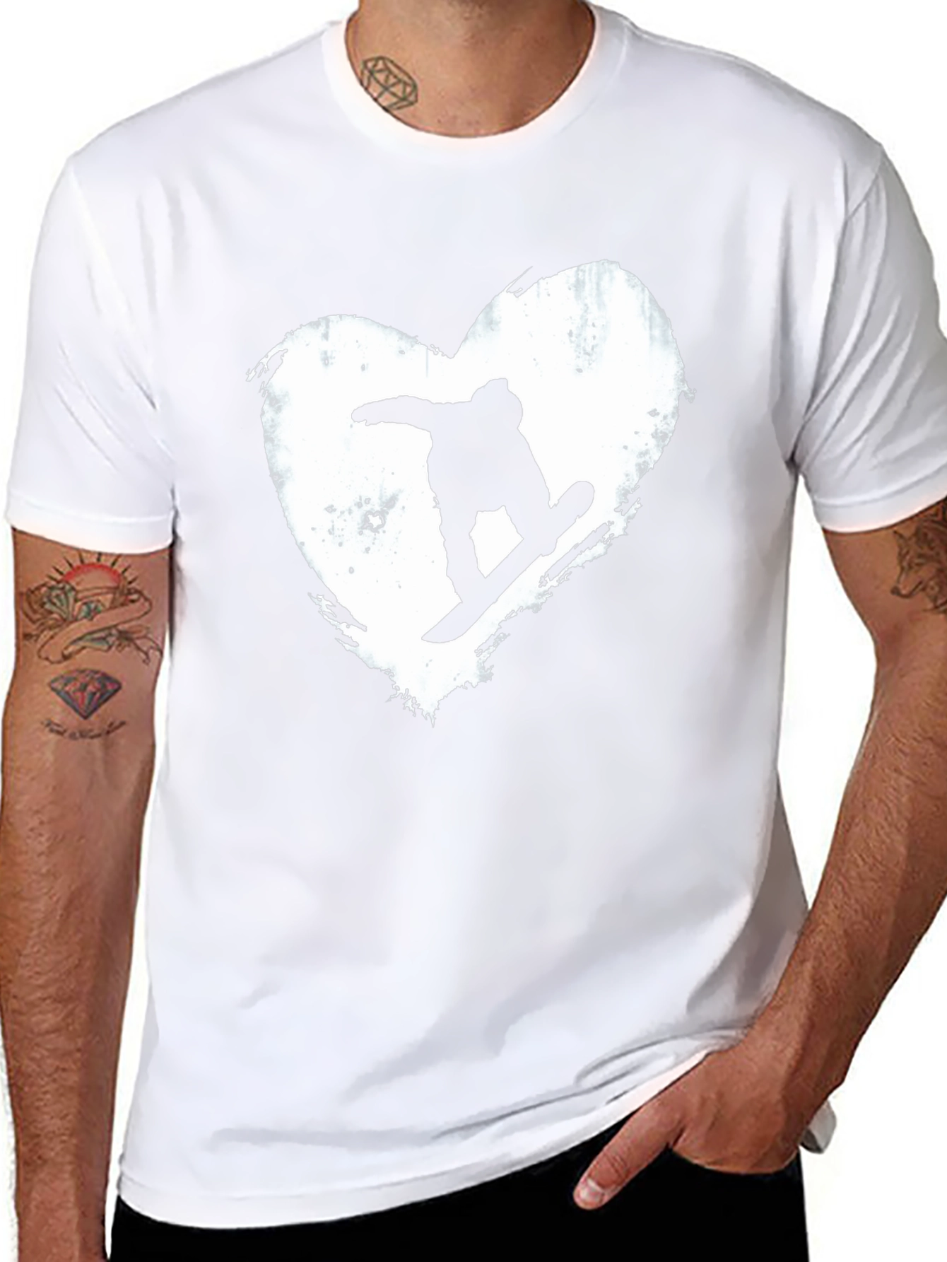 Snowboard Heart Graphic T-Shirt - Black Cotton Blend Tee