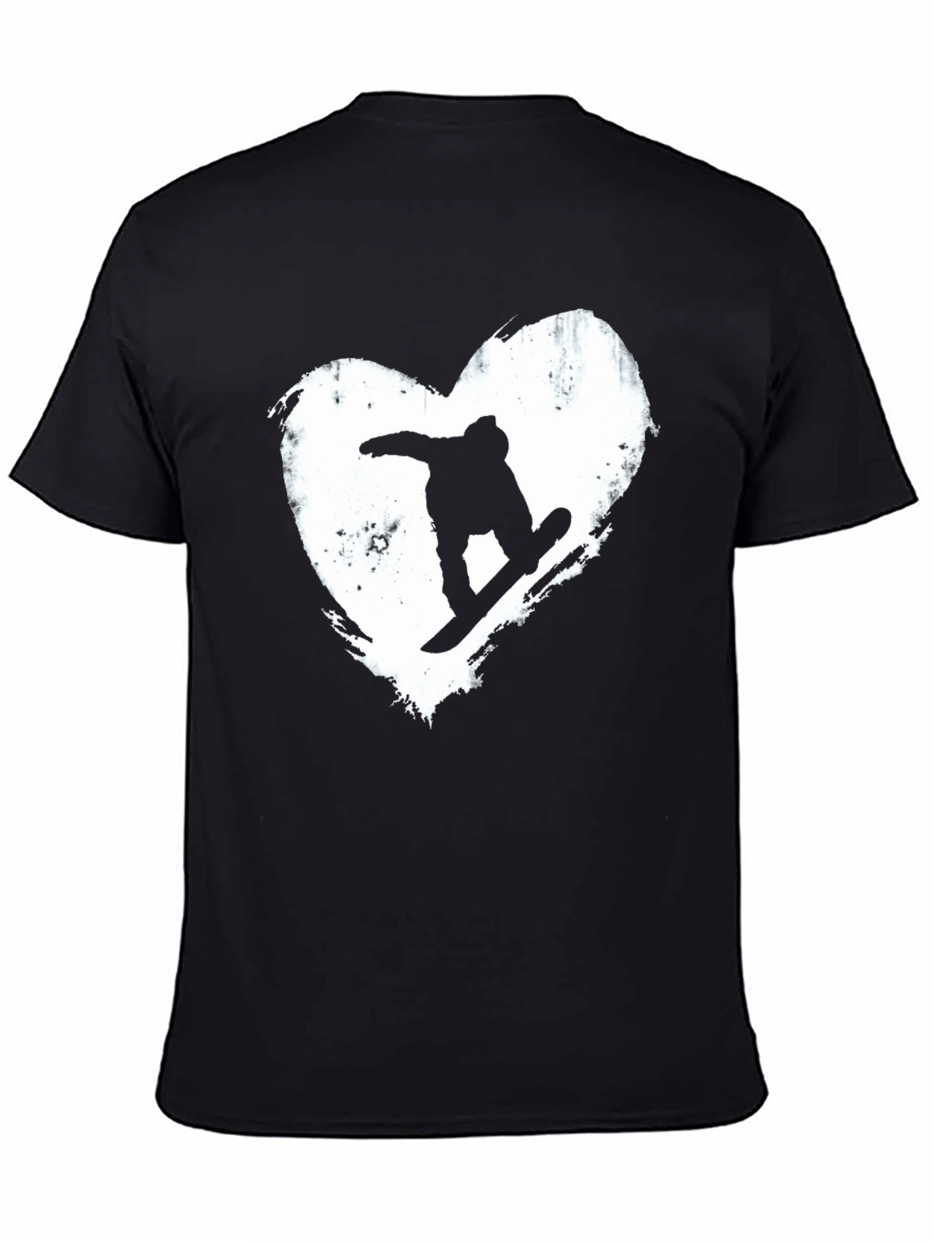 Snowboard Heart Graphic T-Shirt - Black Cotton Blend Tee