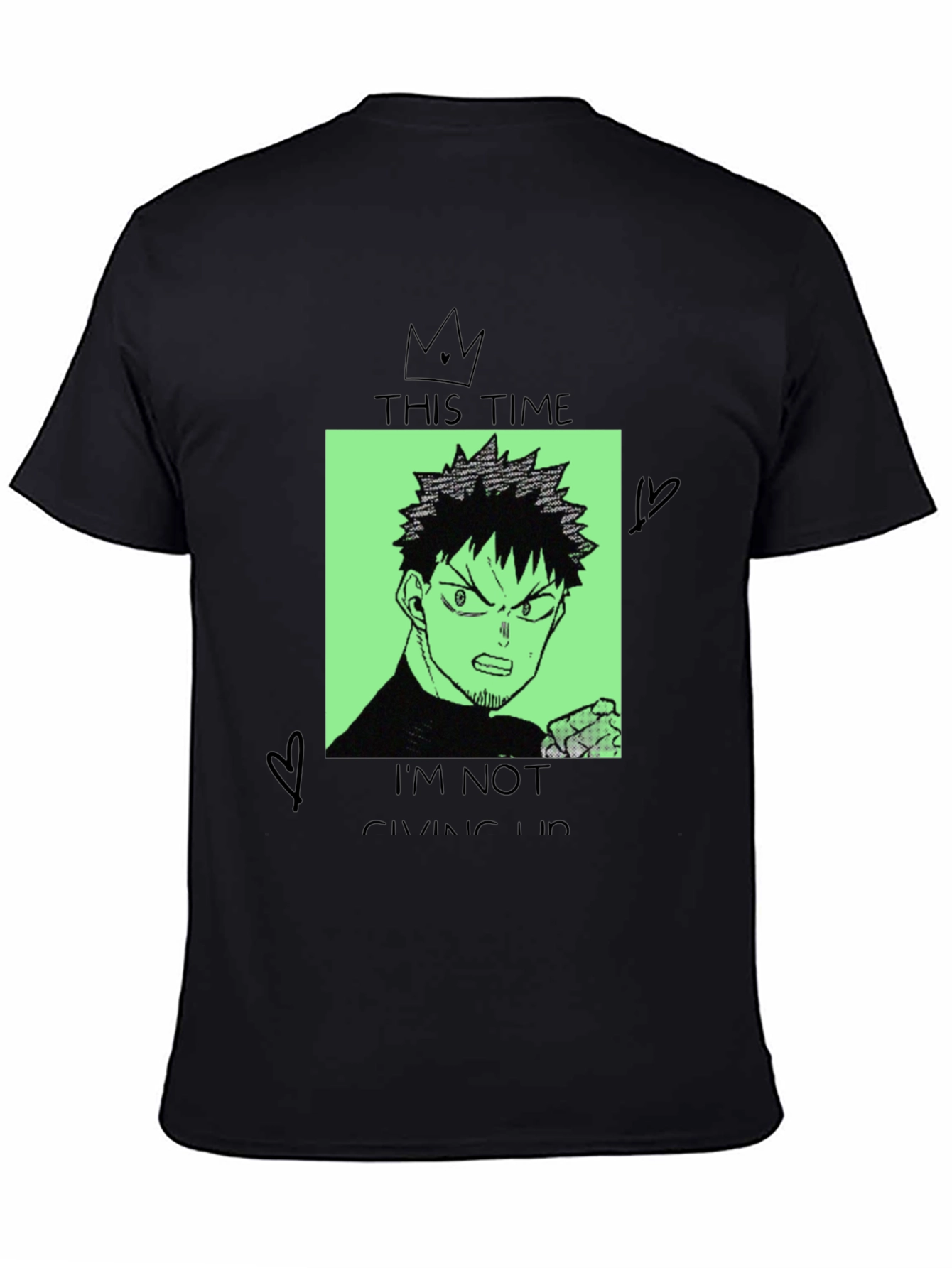 Anime Graphic Tee - Never Give Up Design