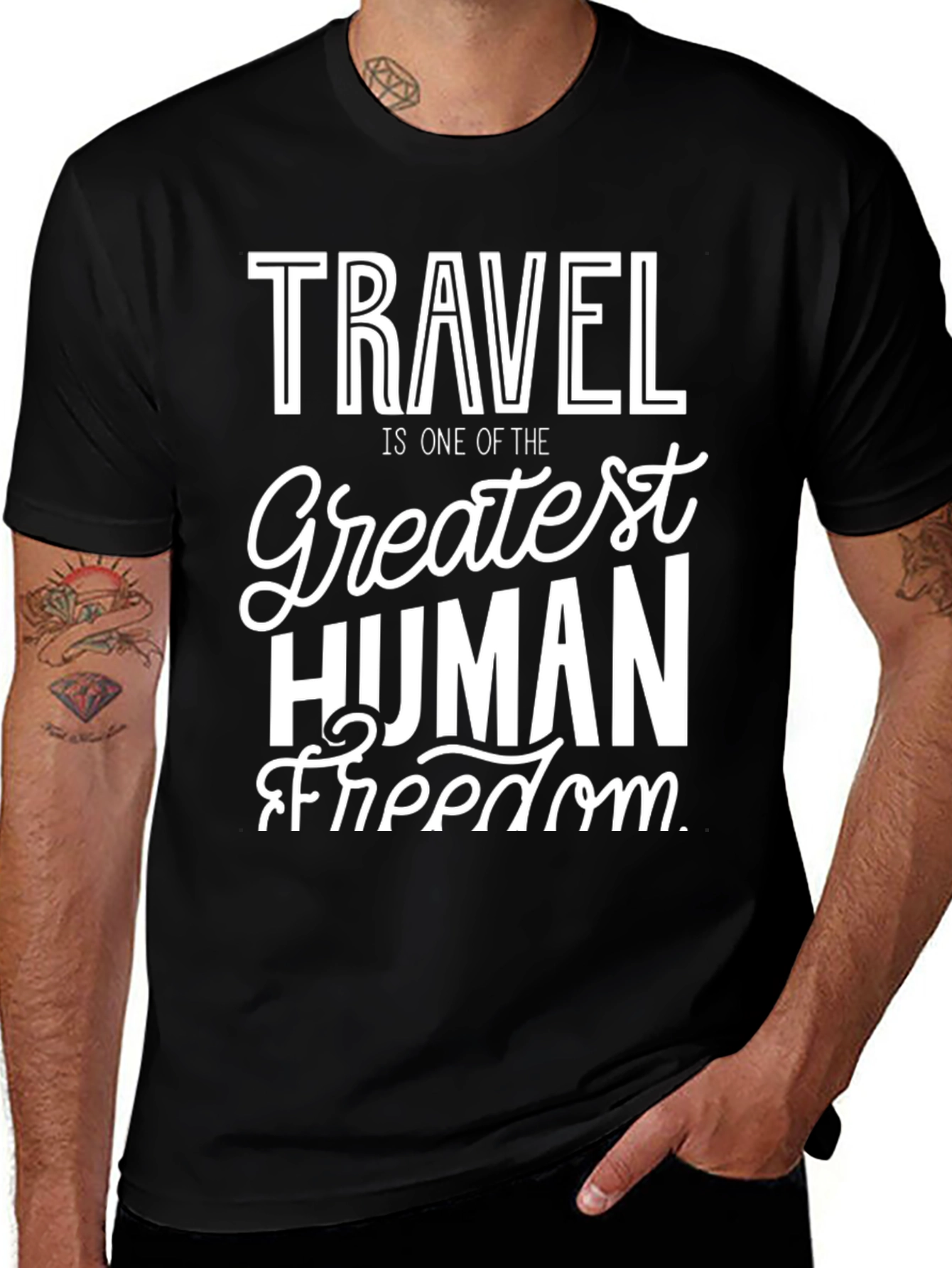 Travel is Freedom T-Shirt - Black Cotton Tee