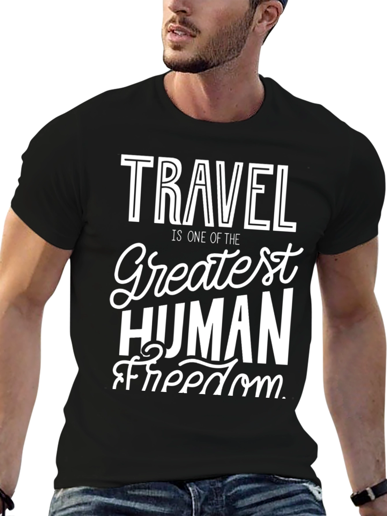 Travel is Freedom T-Shirt - Black Cotton Tee