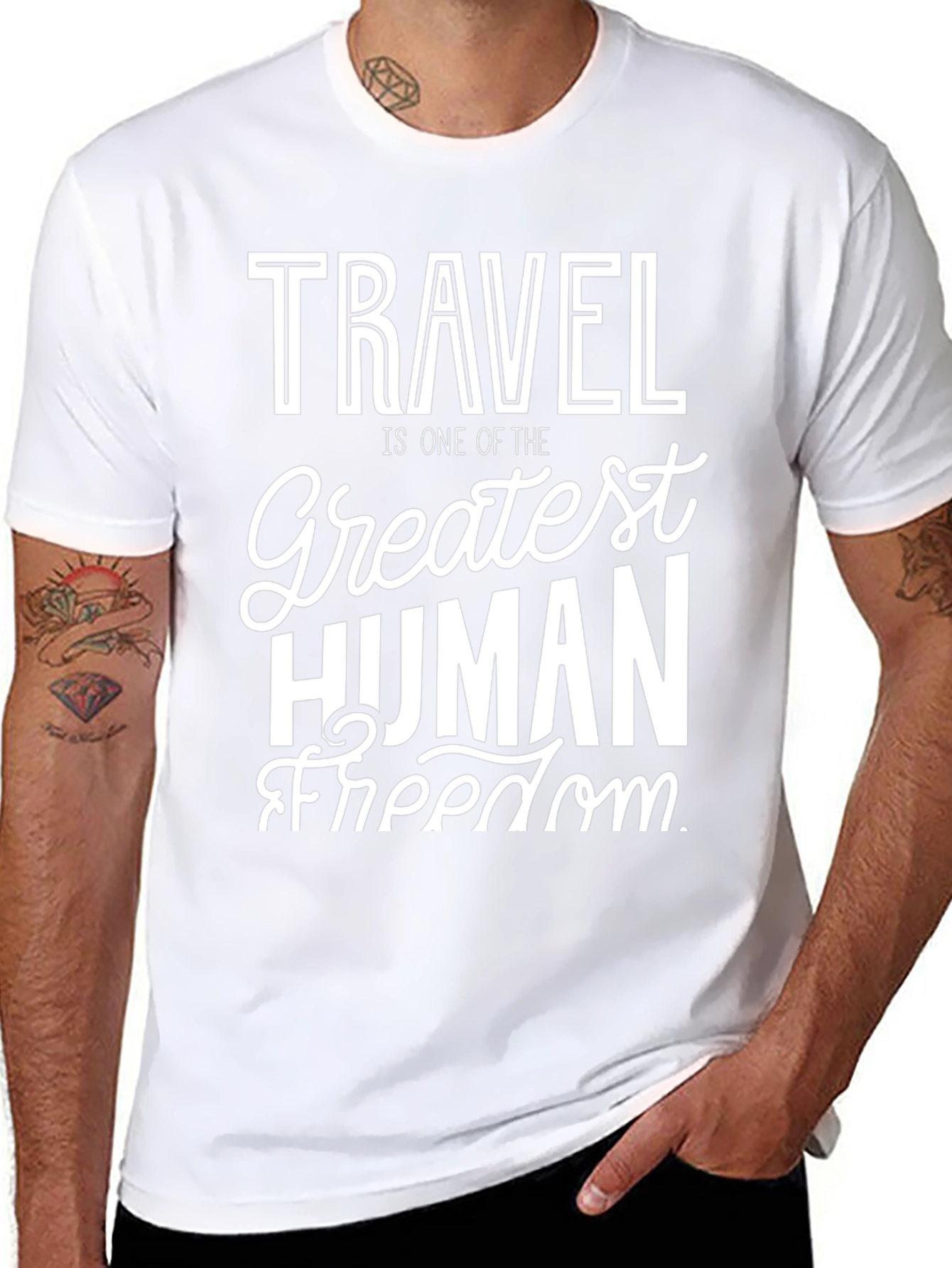 Travel is Freedom T-Shirt - Black Cotton Tee