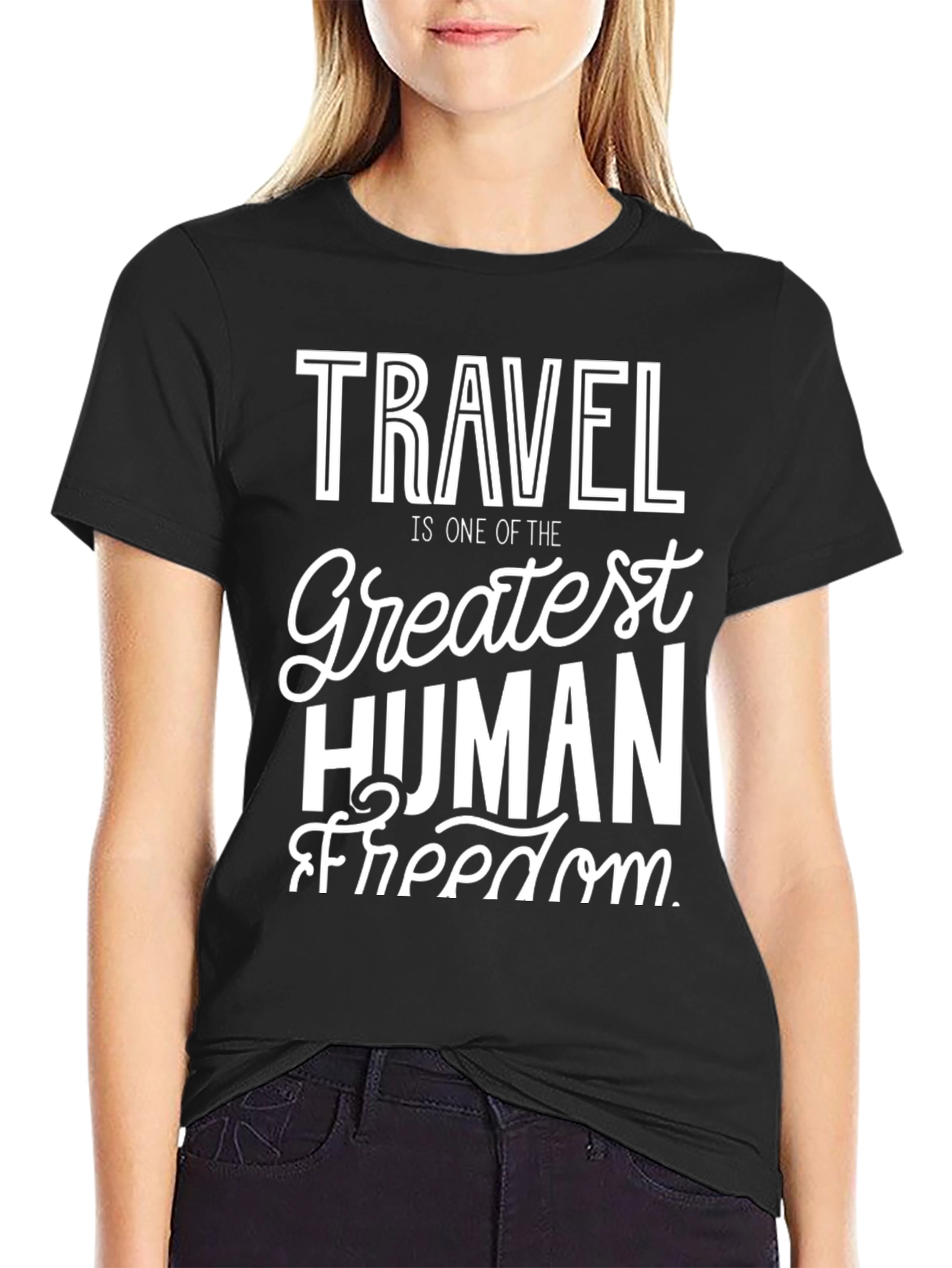 Travel is Freedom T-Shirt - Black Cotton Tee