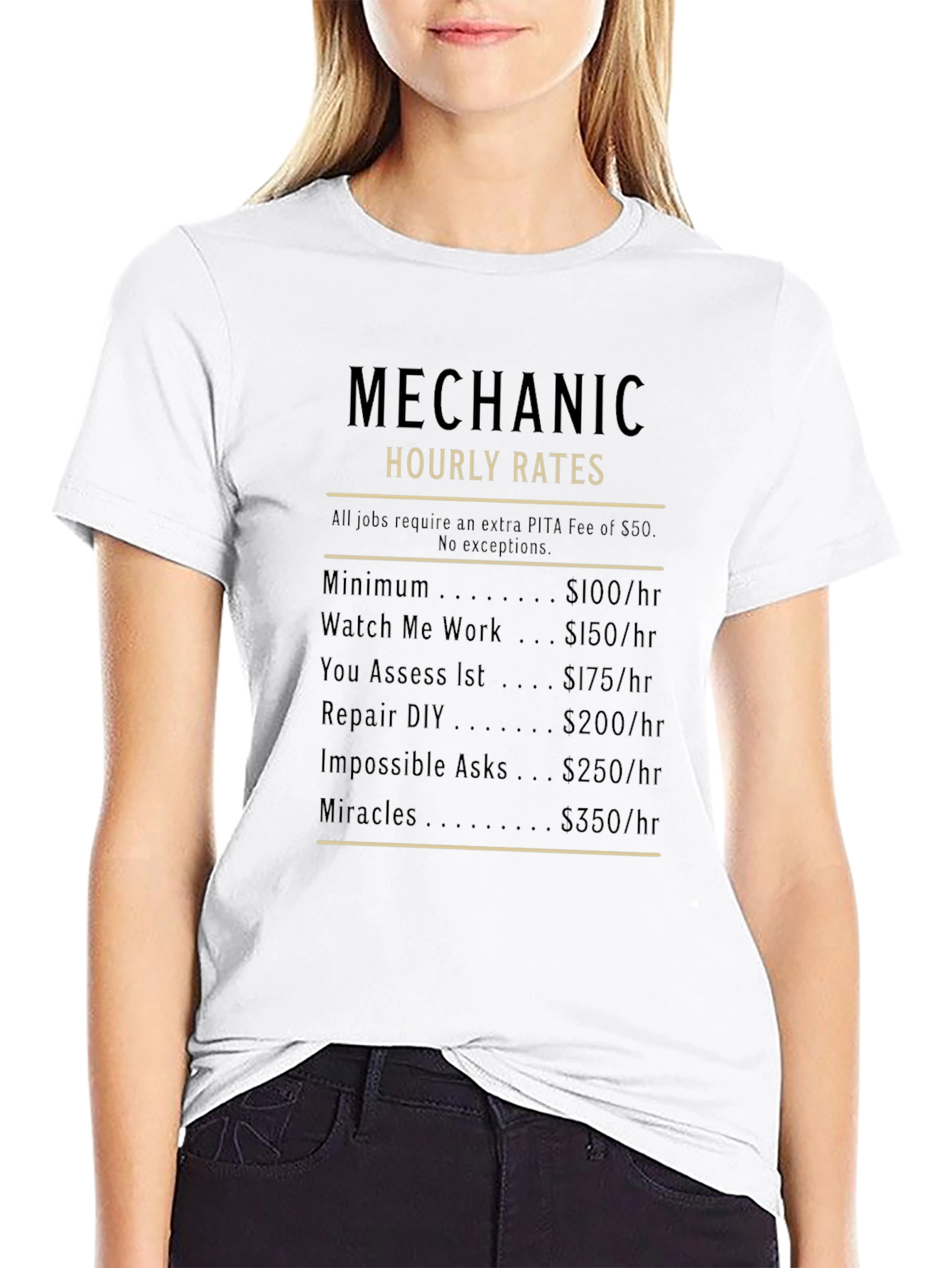 Mechanic Hourly Rates Funny Graphic T-Shirt
