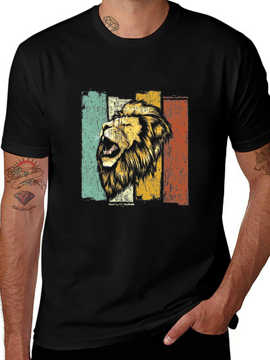 Retro Lion Graphic Tee - Vintage Style T-Shirt
