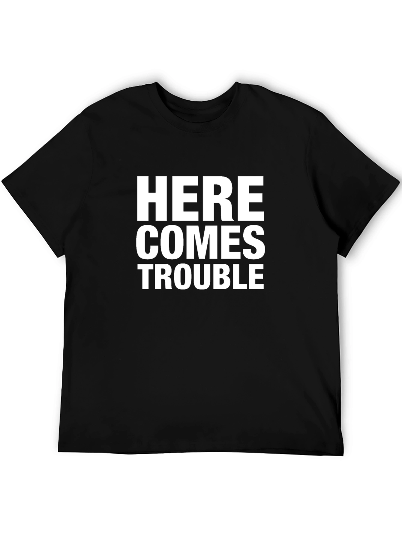Here Comes Trouble Black Graphic Tee