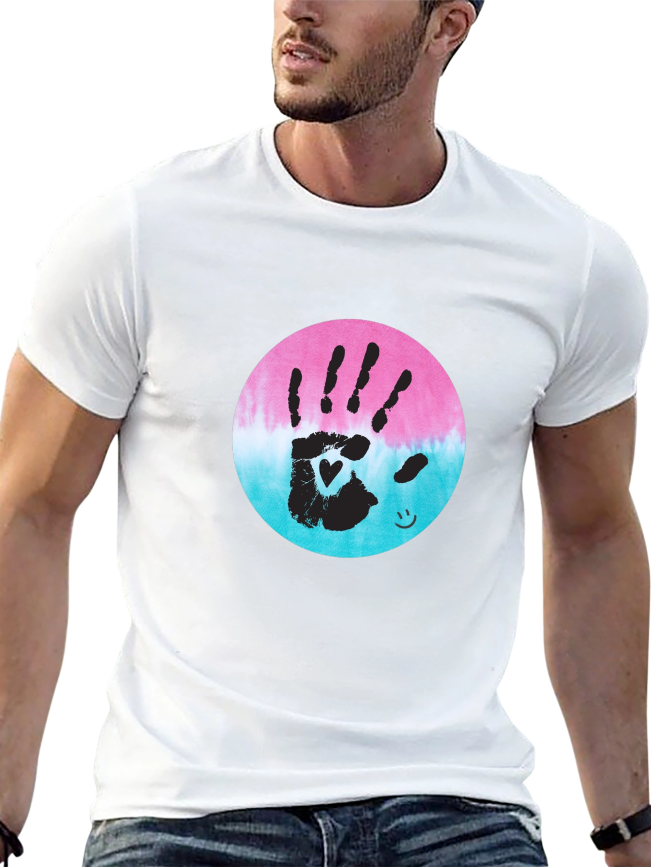 Handprint Heart Tie-Dye Tee - Unique Graphic T-Shirt