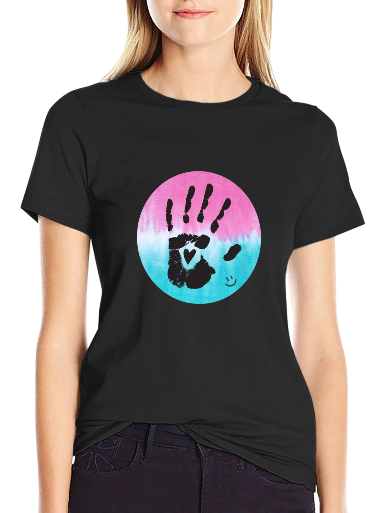Handprint Heart Tie-Dye Tee - Unique Graphic T-Shirt