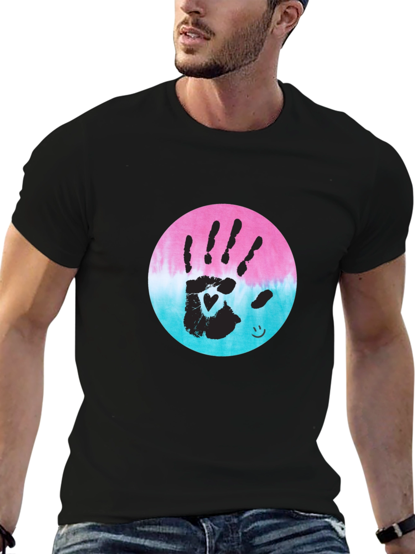 Handprint Heart Tie-Dye Tee - Unique Graphic T-Shirt