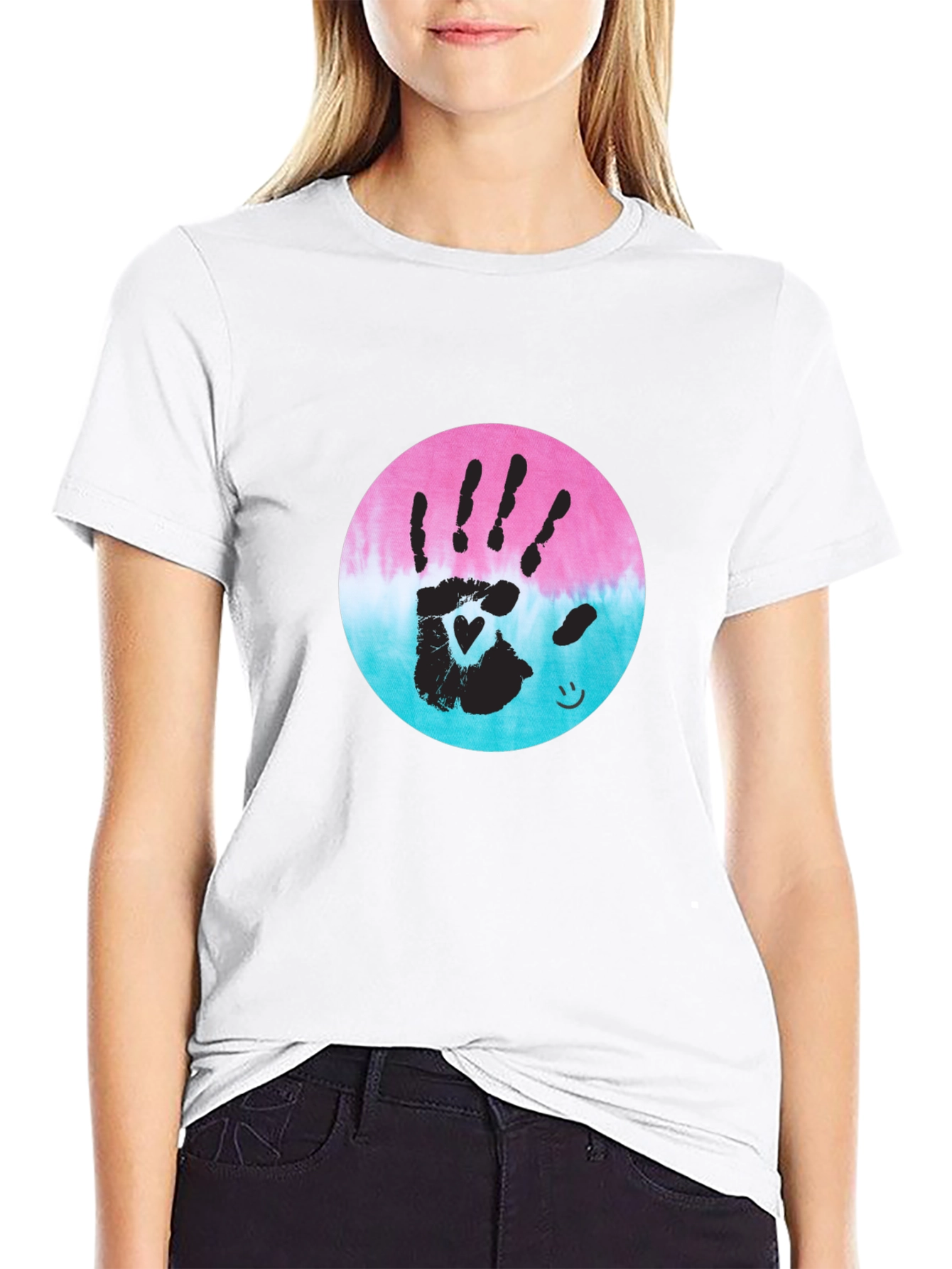 Handprint Heart Tie-Dye Tee - Unique Graphic T-Shirt