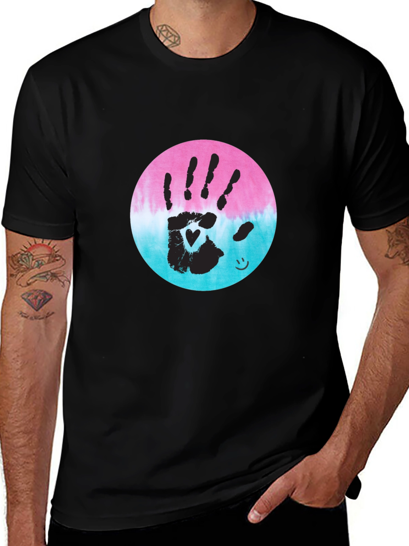 Handprint Heart Tie-Dye Tee - Unique Graphic T-Shirt