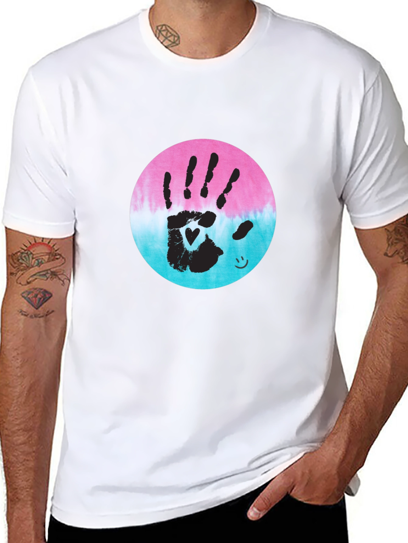 Handprint Heart Tie-Dye Tee - Unique Graphic T-Shirt