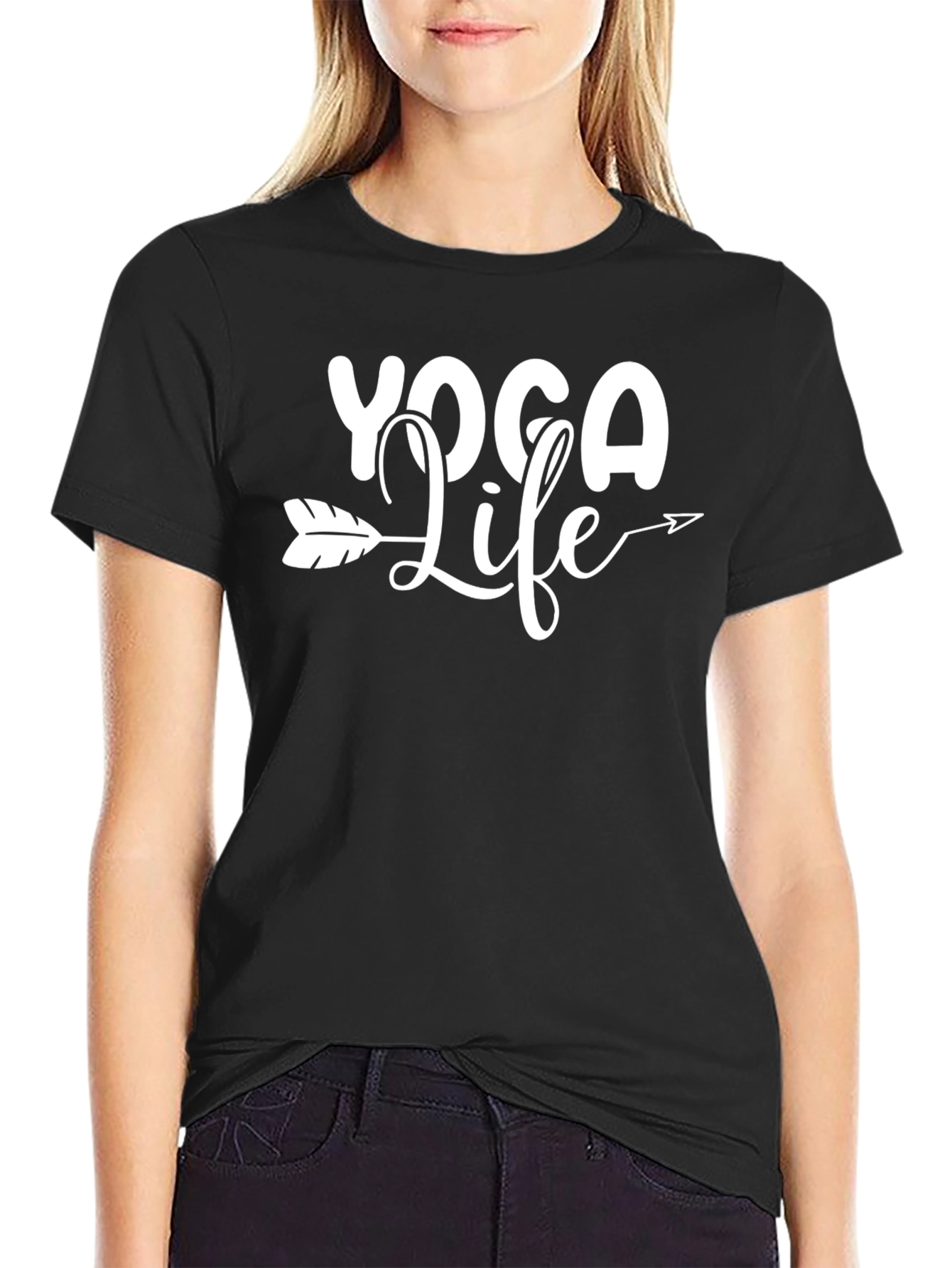 Yoga Life Black T-Shirt Arrow Graphic