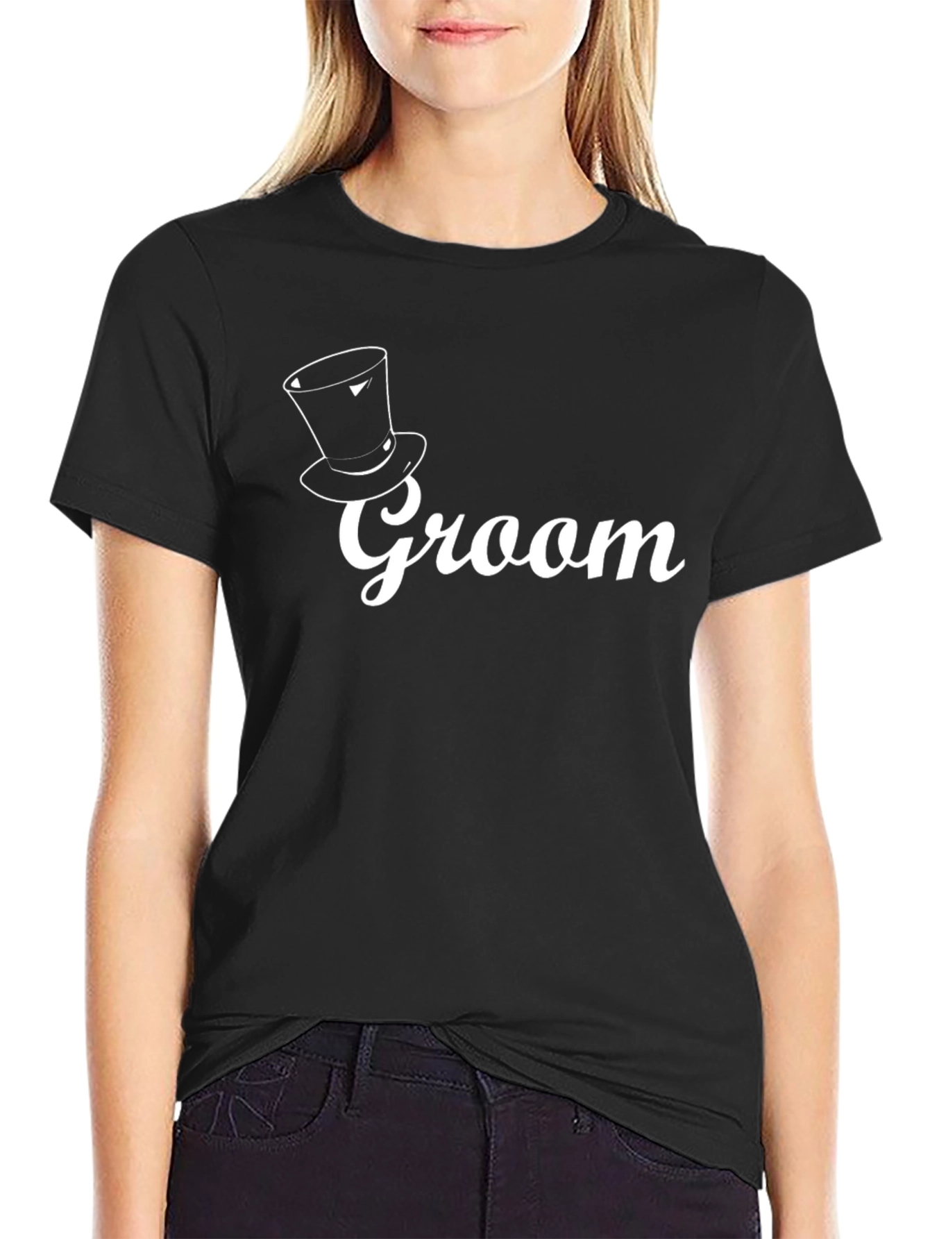 Groom Top Hat Graphic Black T-Shirt