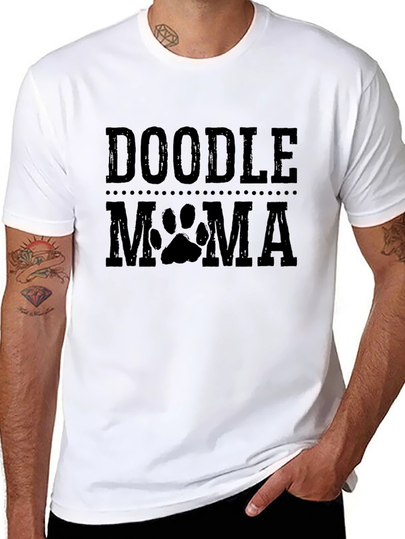 Doodle Mama Paw Print Black Graphic T-Shirt