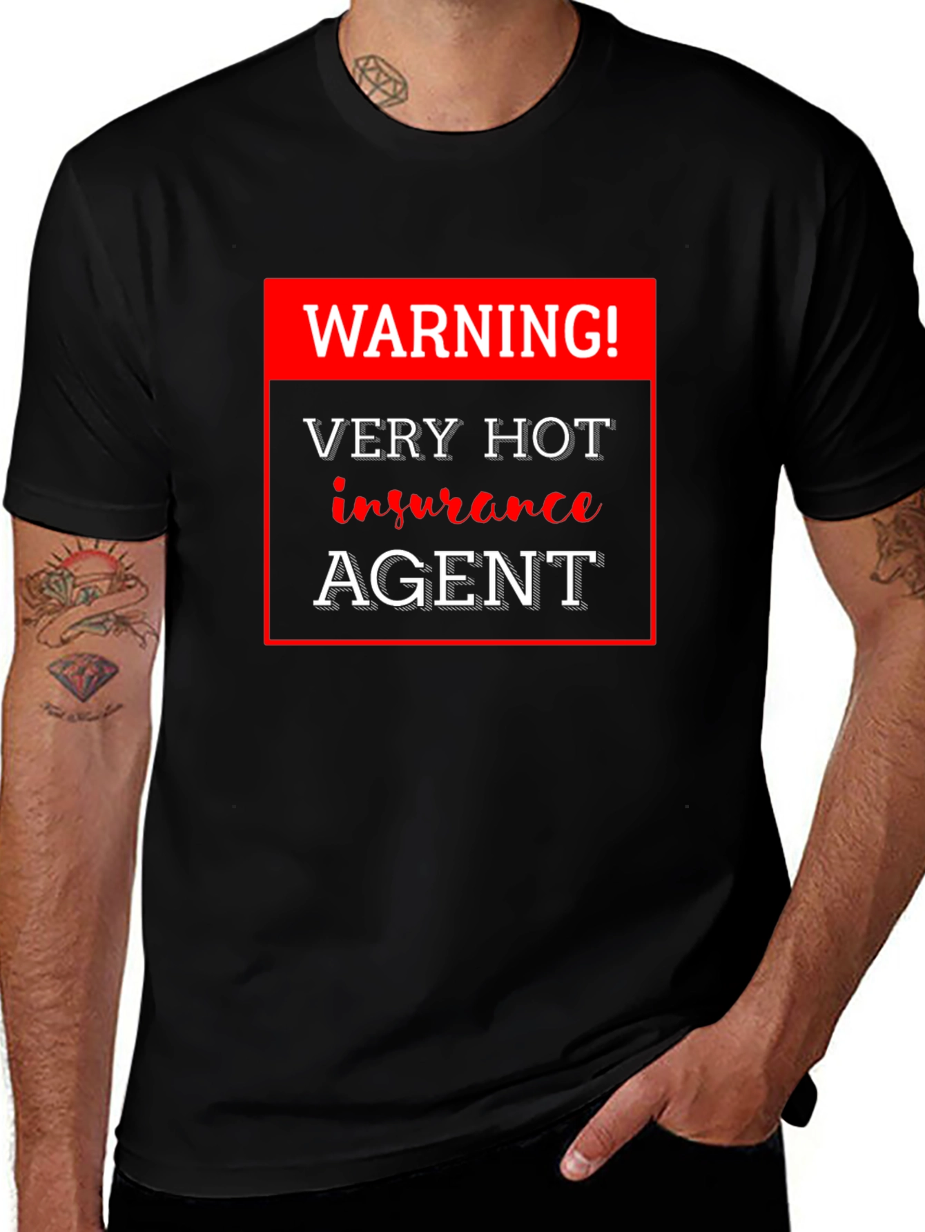 Warning! Very Hot Insurance Agent Black T-Shirt