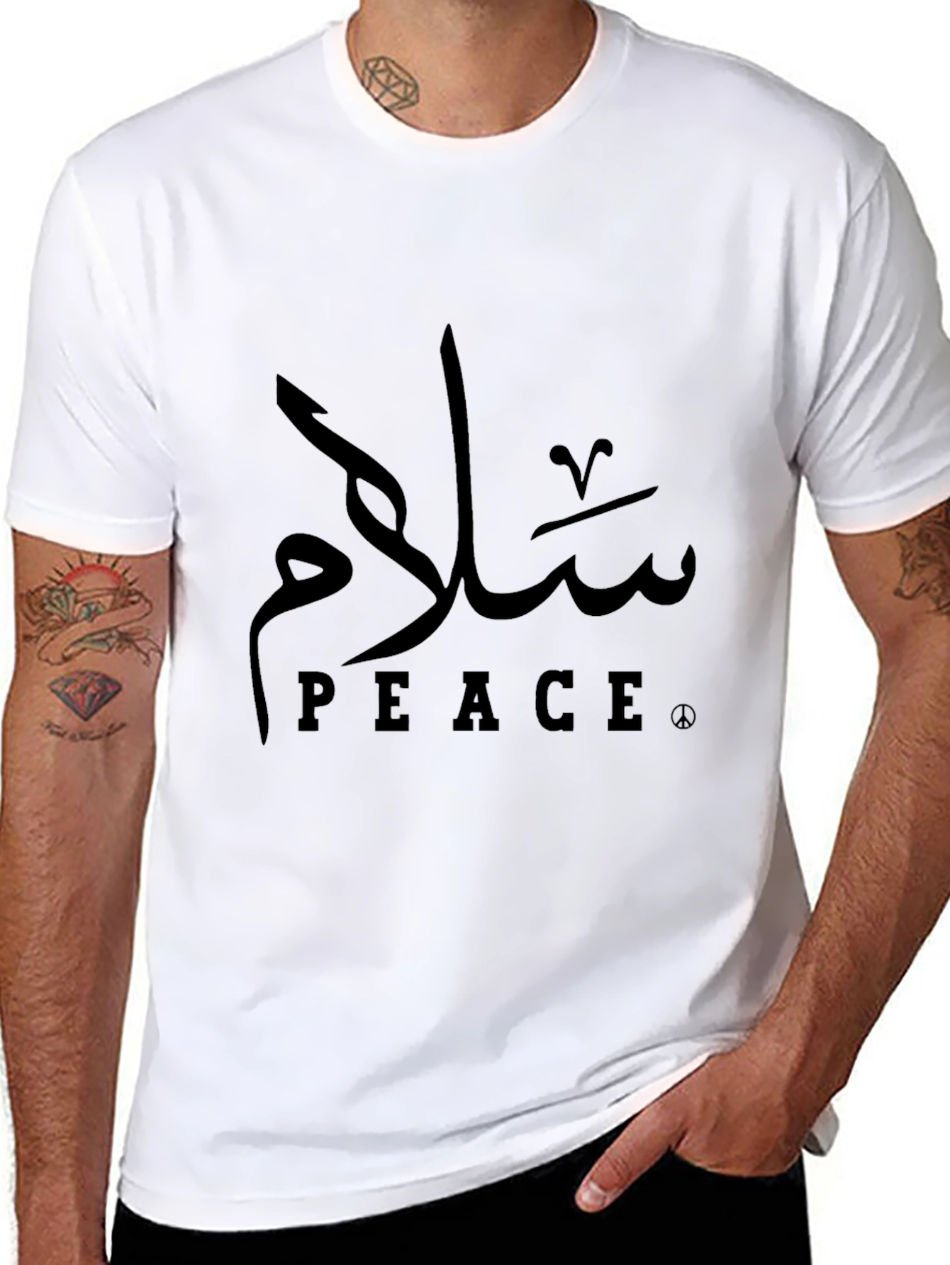 Peace in Arabic Script - Stylish Black Tee
