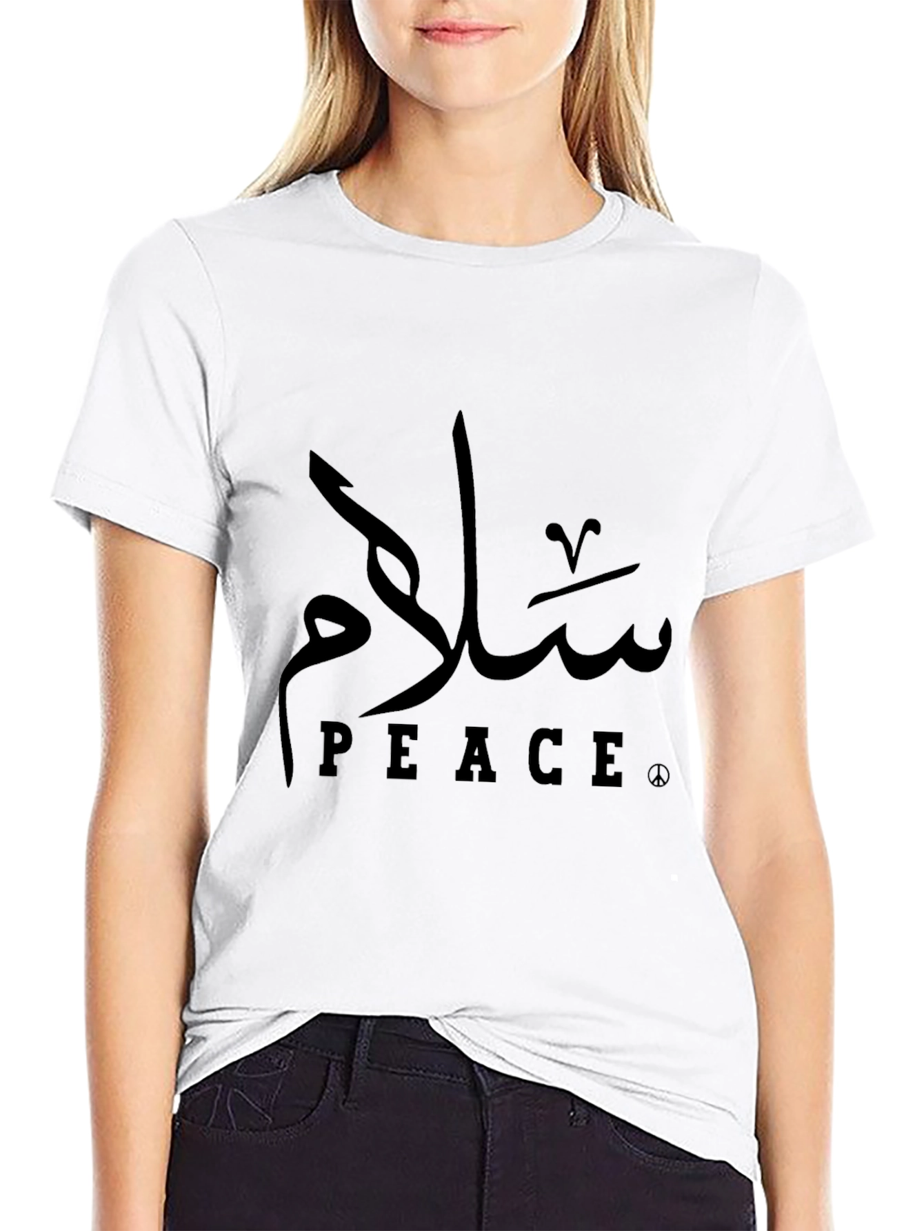 Peace in Arabic Script - Stylish Black Tee