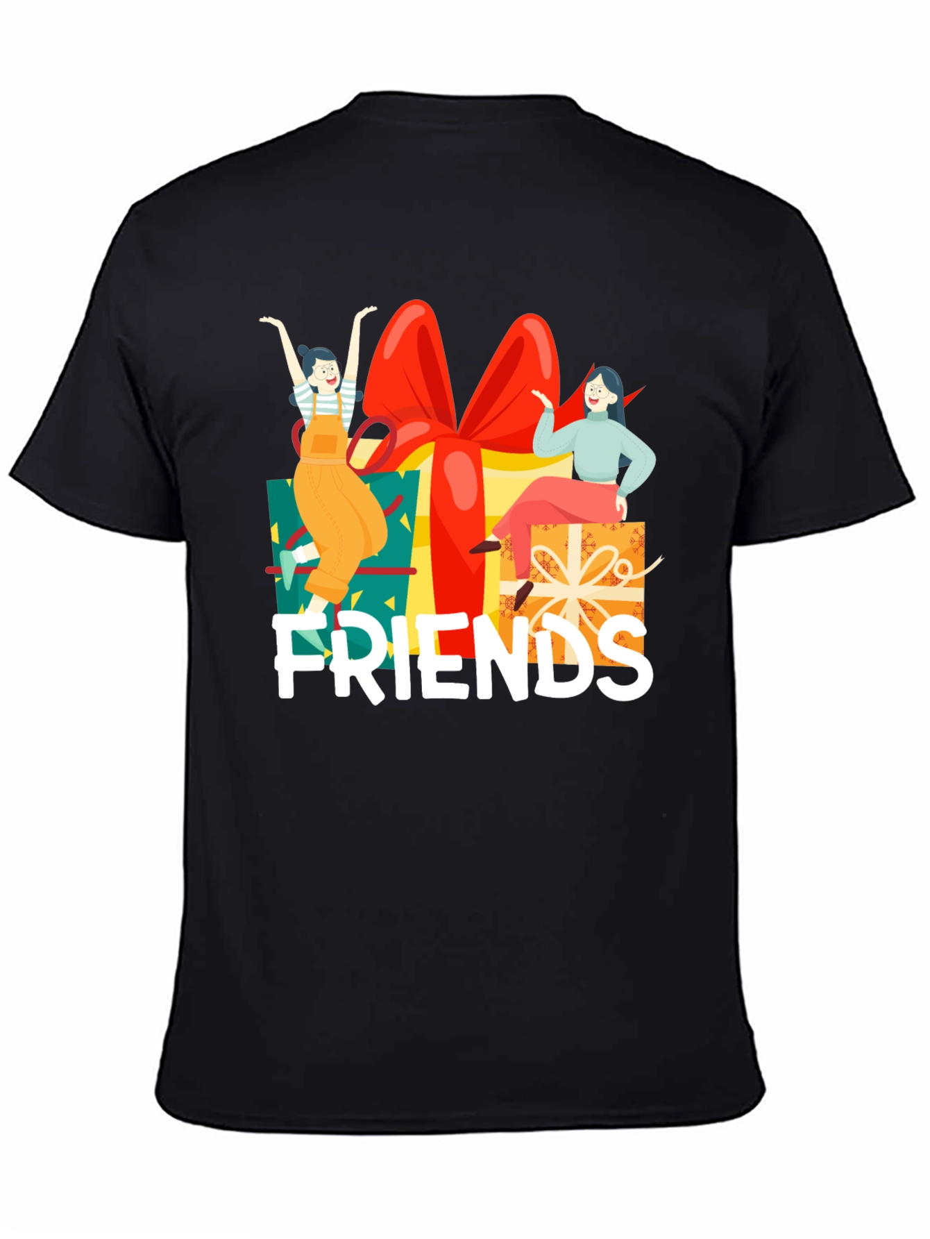 Friends Gift Box Graphic Tee - Unisex Black T-Shirt