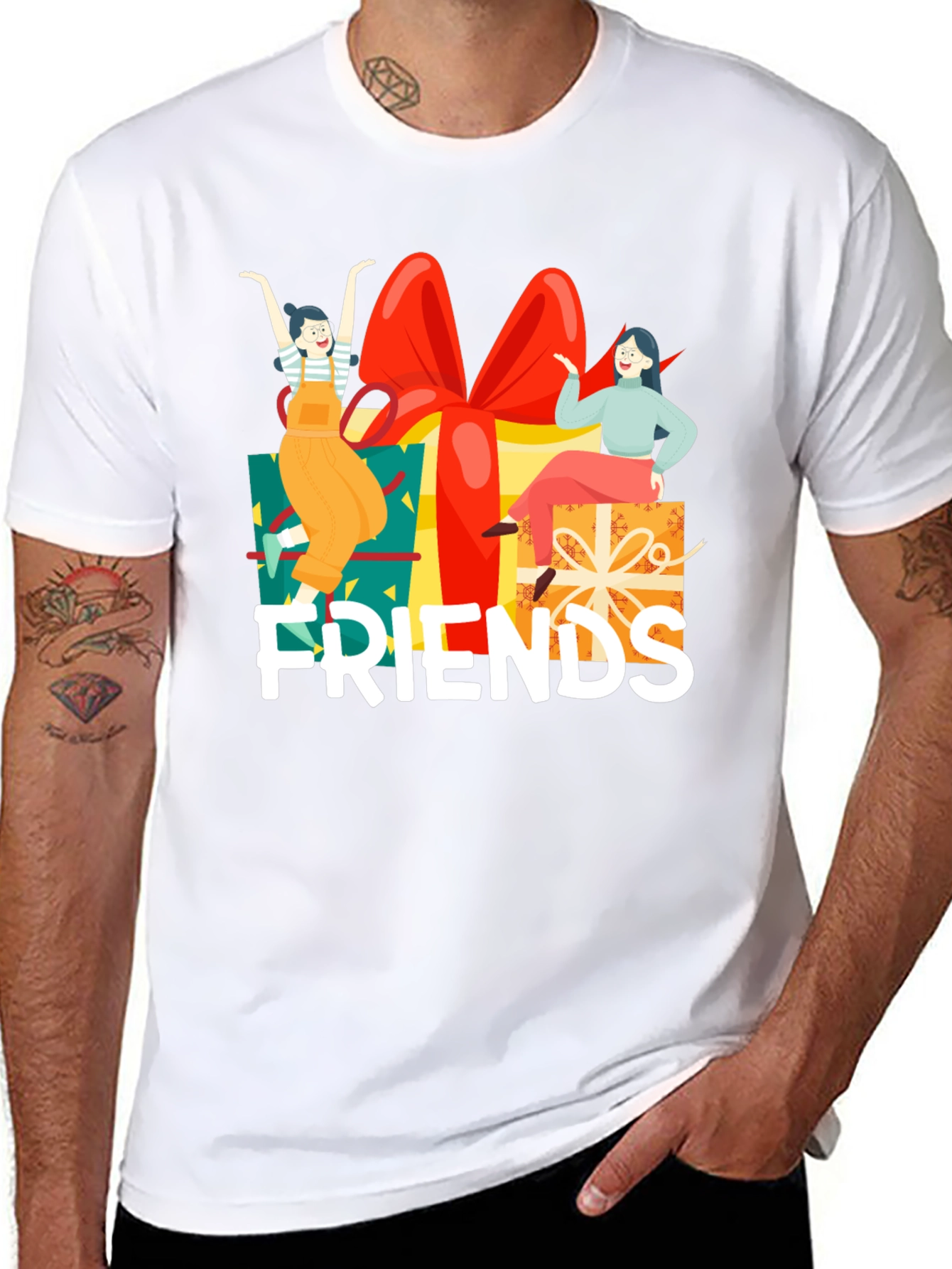 Friends Gift Box Graphic Tee - Unisex Black T-Shirt
