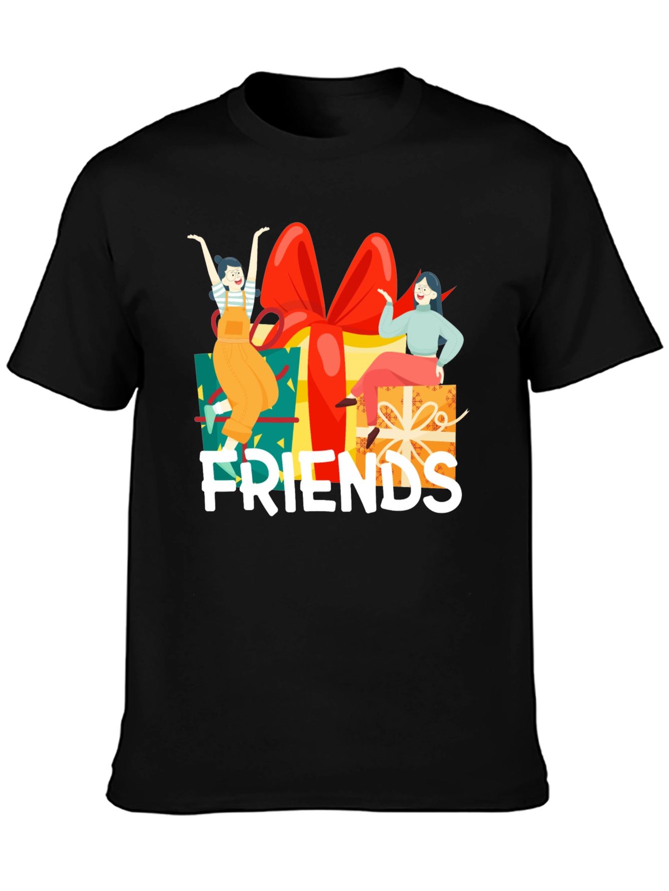 Friends Gift Box Graphic Tee - Unisex Black T-Shirt