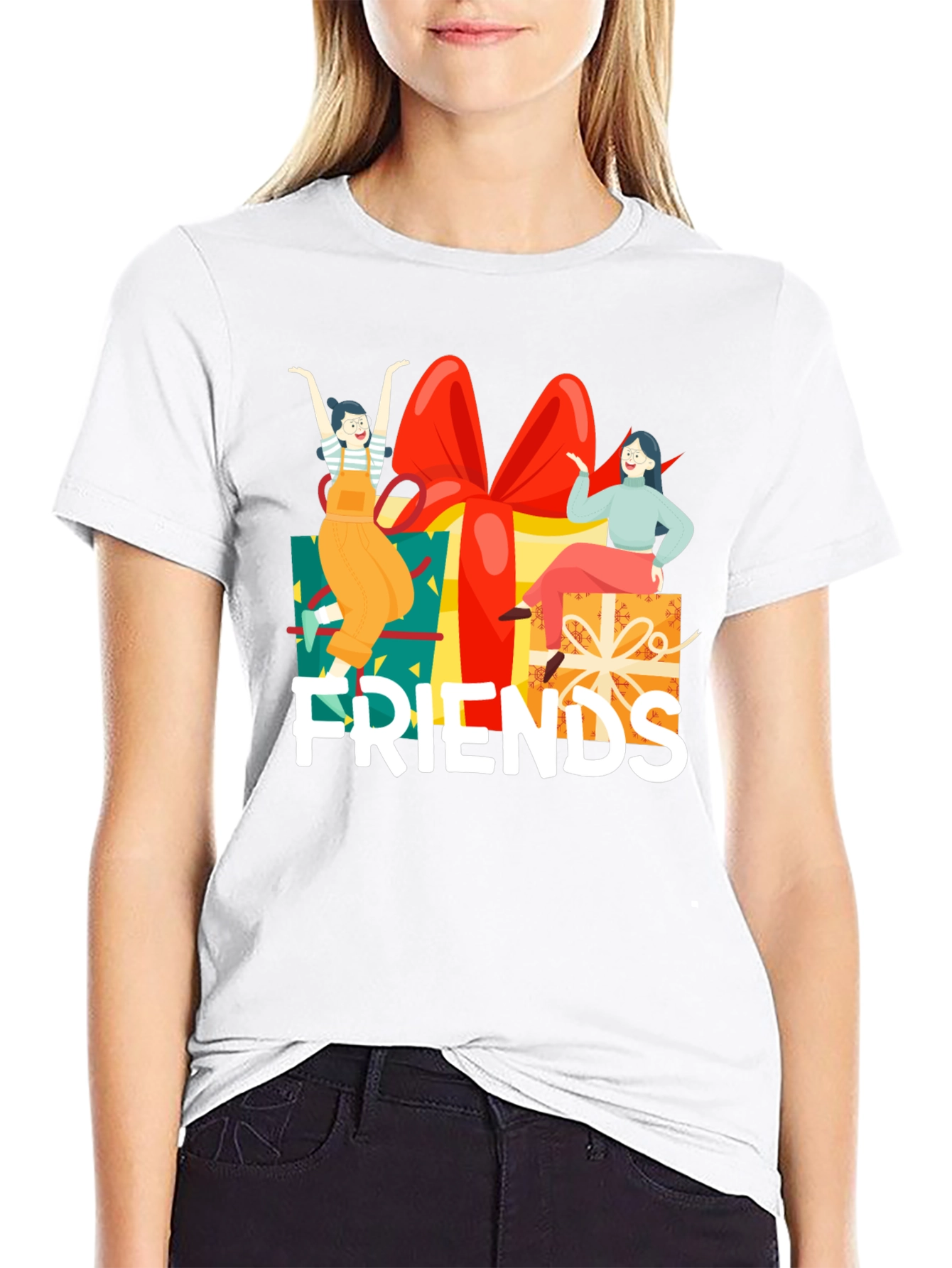 Friends Gift Box Graphic Tee - Unisex Black T-Shirt