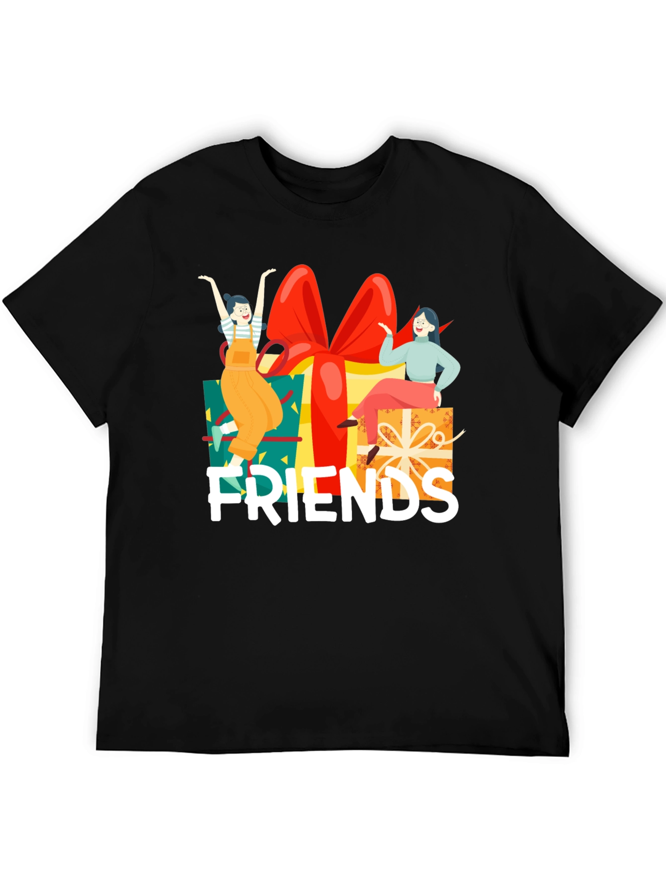 Friends Gift Box Graphic Tee - Unisex Black T-Shirt