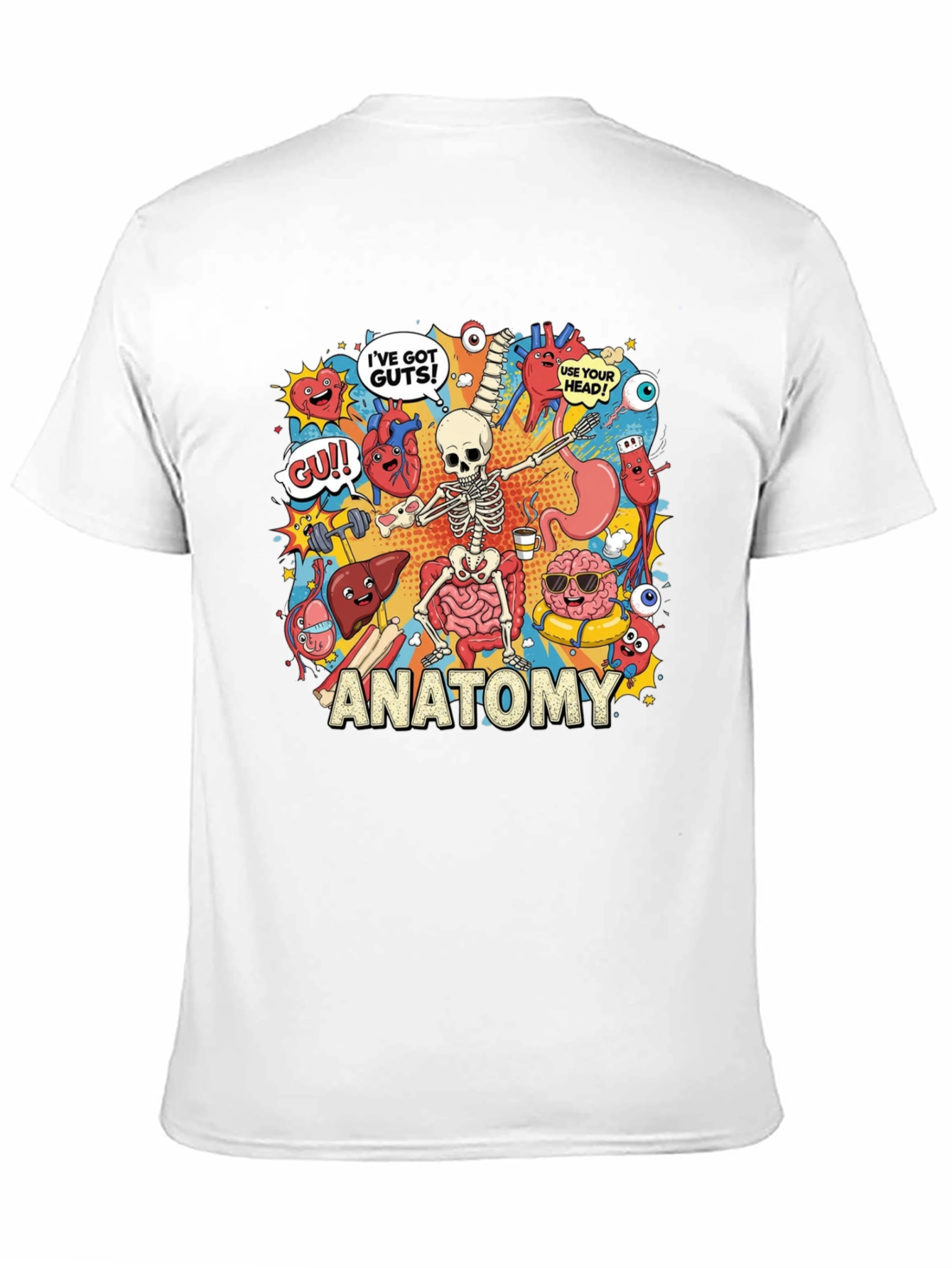 Anatomy Cartoon Graphic Print Black T-Shirt