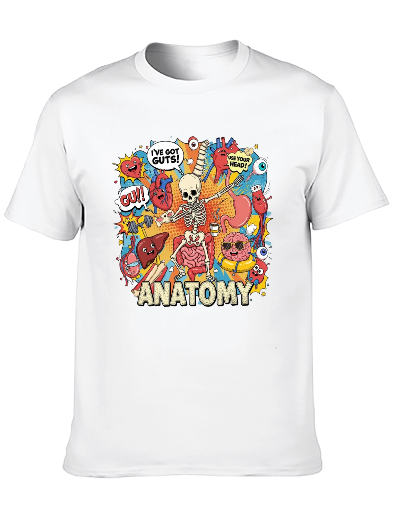 Anatomy Cartoon Graphic Print Black T-Shirt