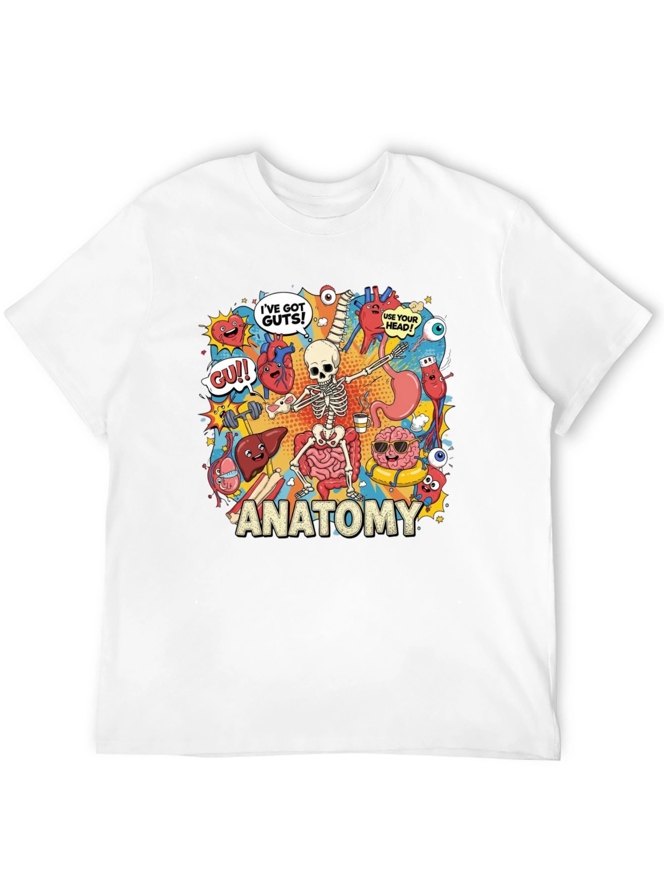 Anatomy Cartoon Graphic Print Black T-Shirt