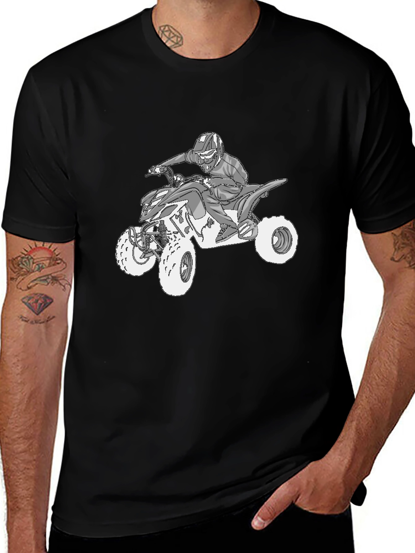 ATV Rider Graphic Tee - Black Cotton T-Shirt