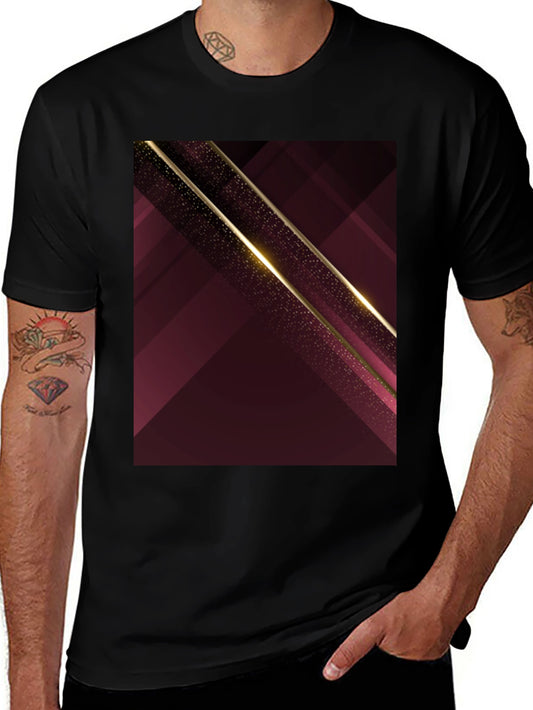 Abstract Geometric Maroon & Gold Mens T-Shirt