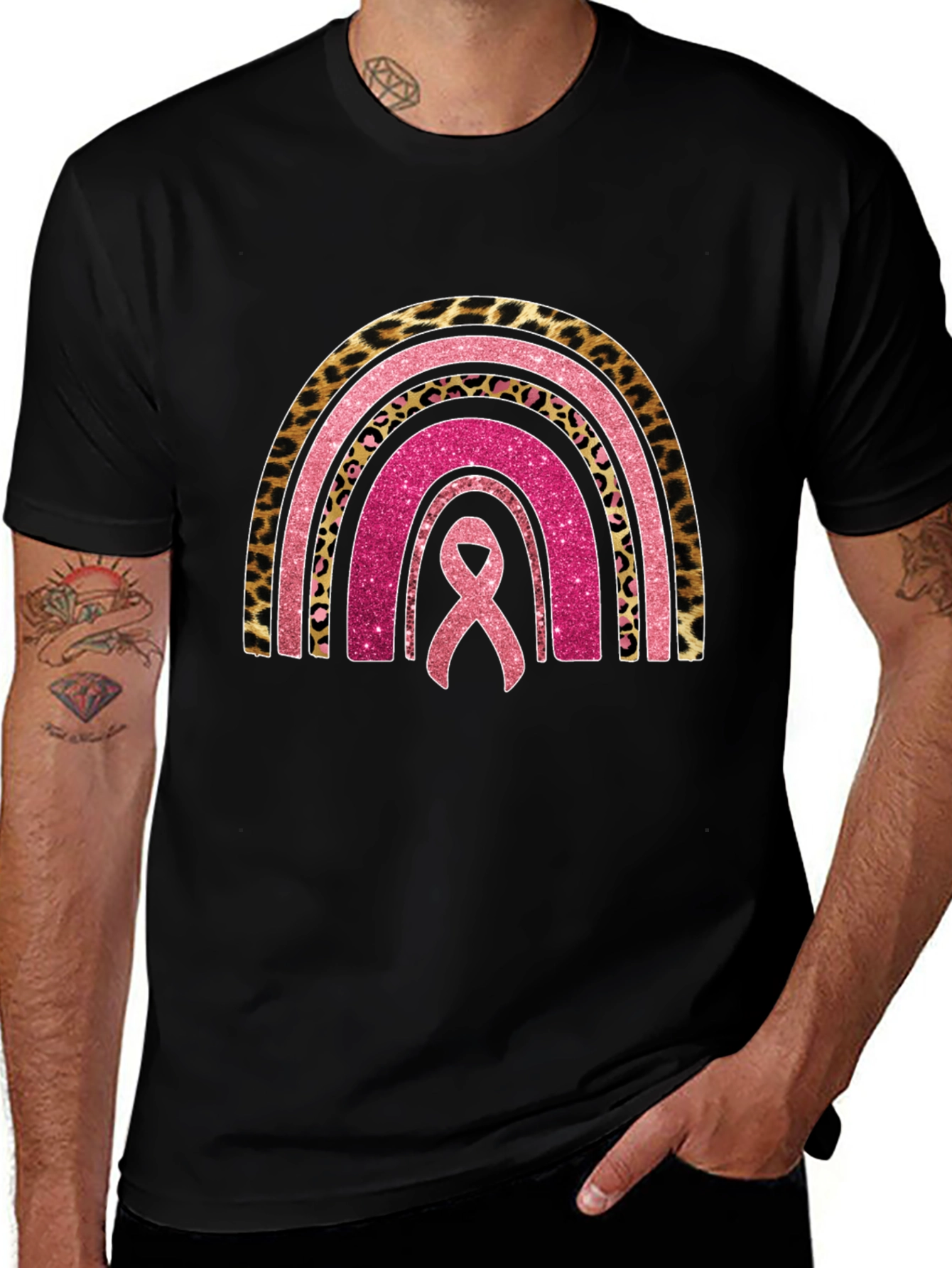 Breast Cancer Awareness Rainbow Ribbon Tee