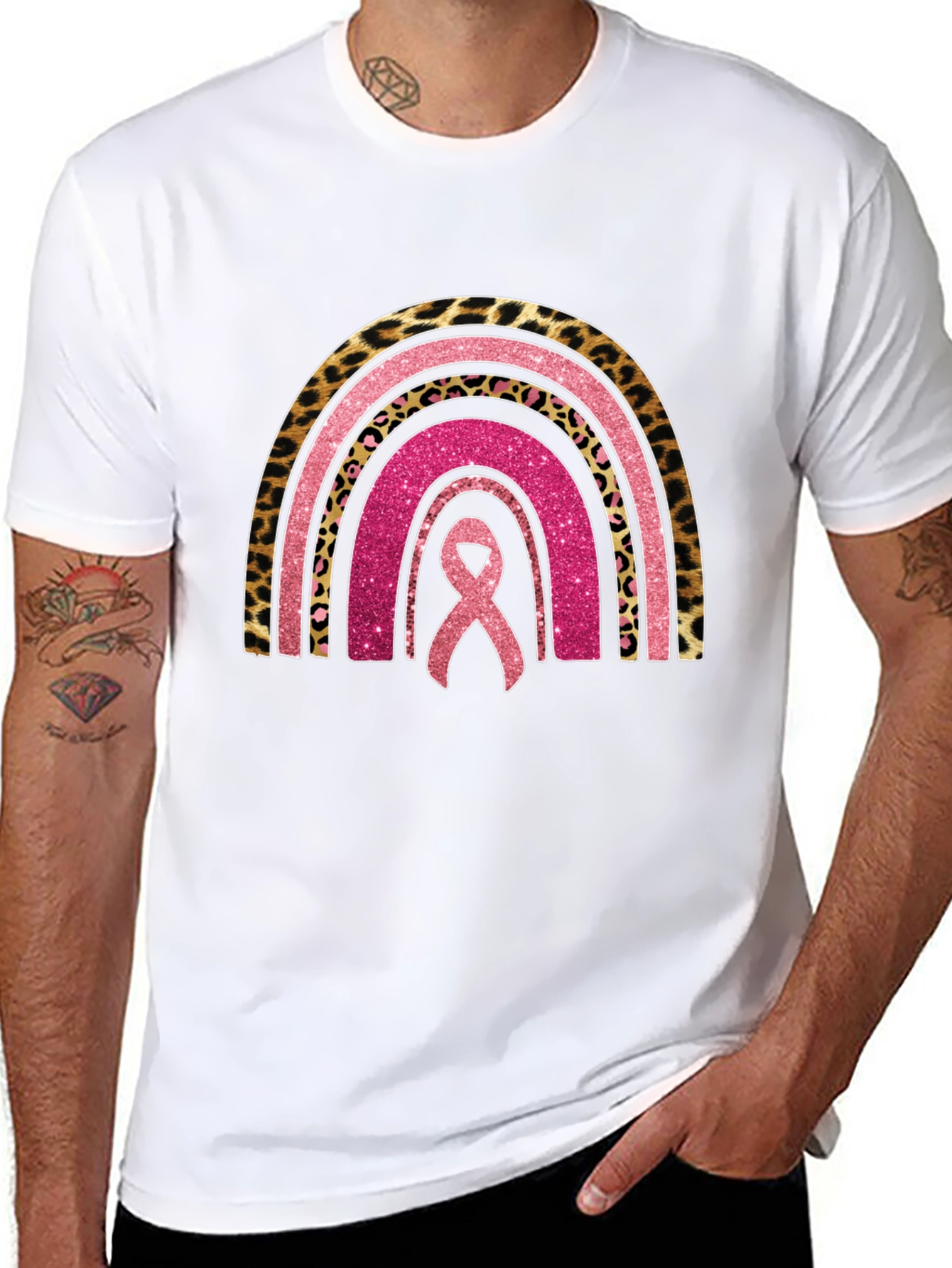 Breast Cancer Awareness Rainbow Ribbon Tee