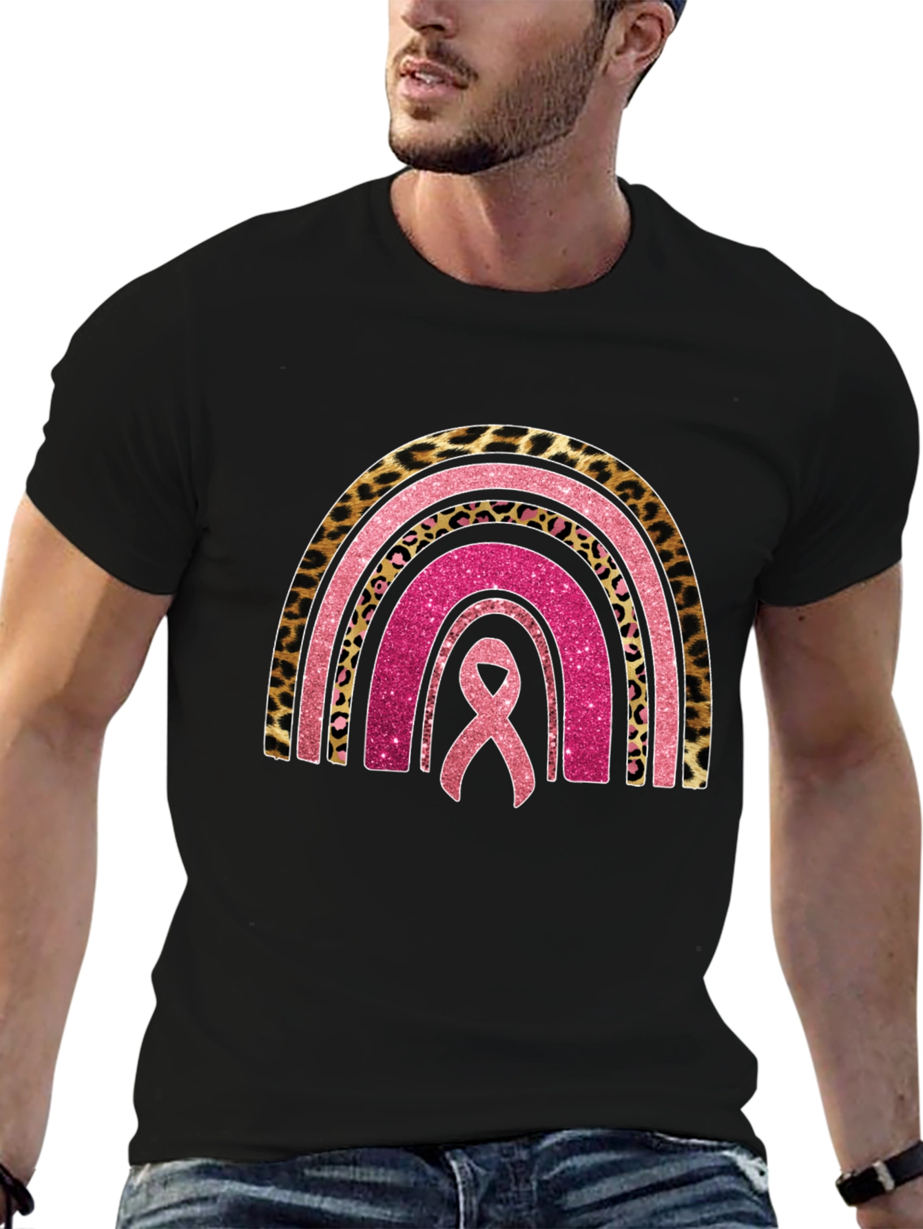 Breast Cancer Awareness Rainbow Ribbon Tee