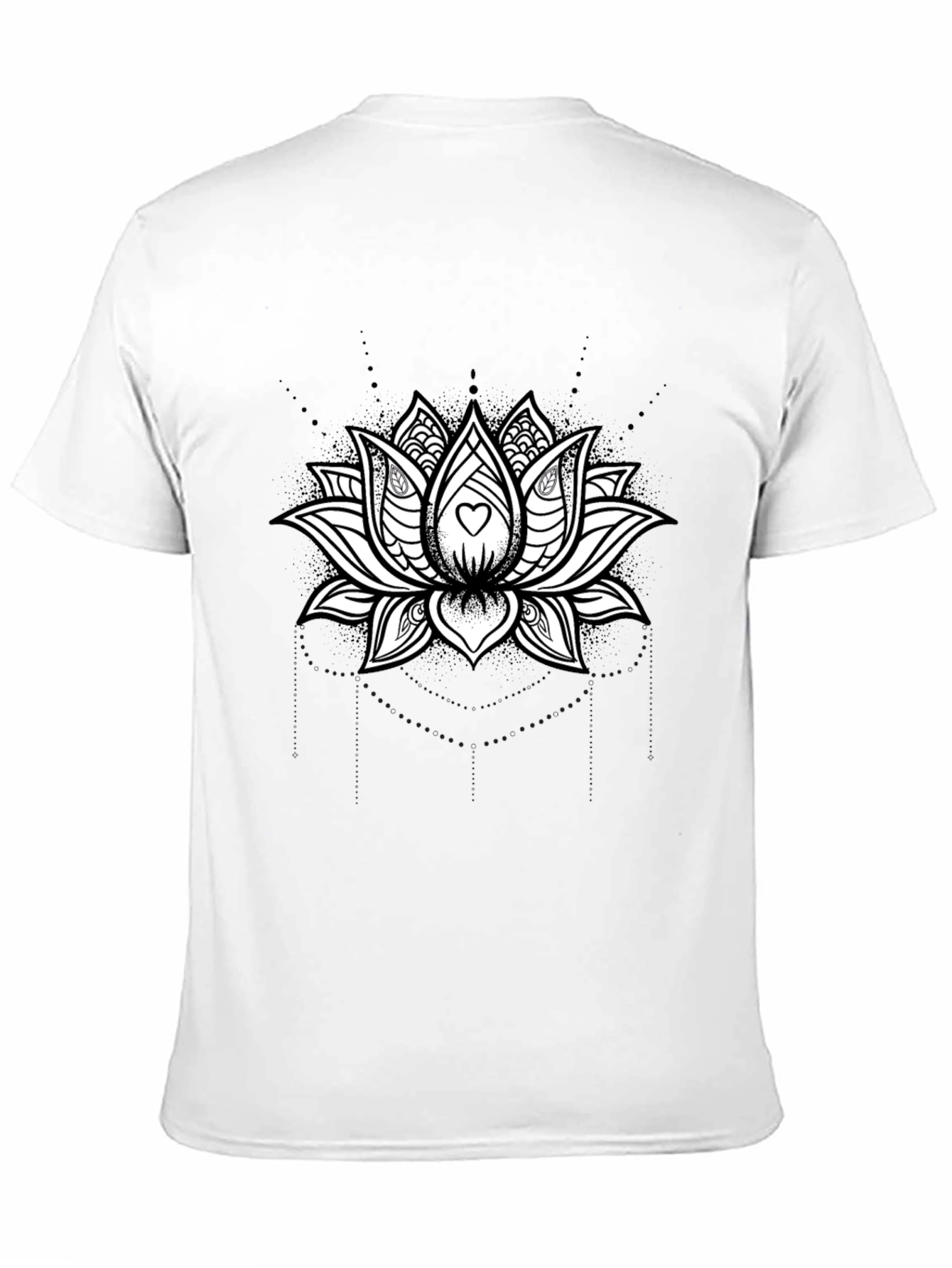 Lotus Heart Graphic Tee - Black Cotton Blend