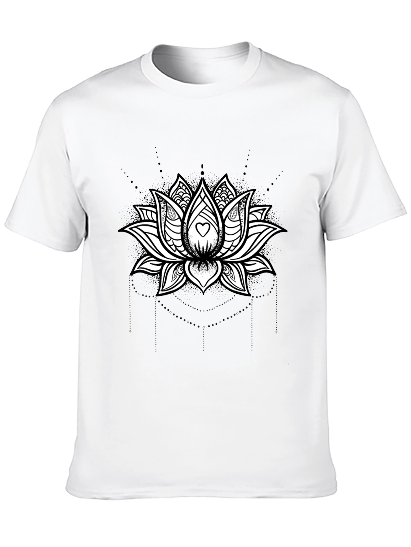 Lotus Heart Graphic Tee - Black Cotton Blend