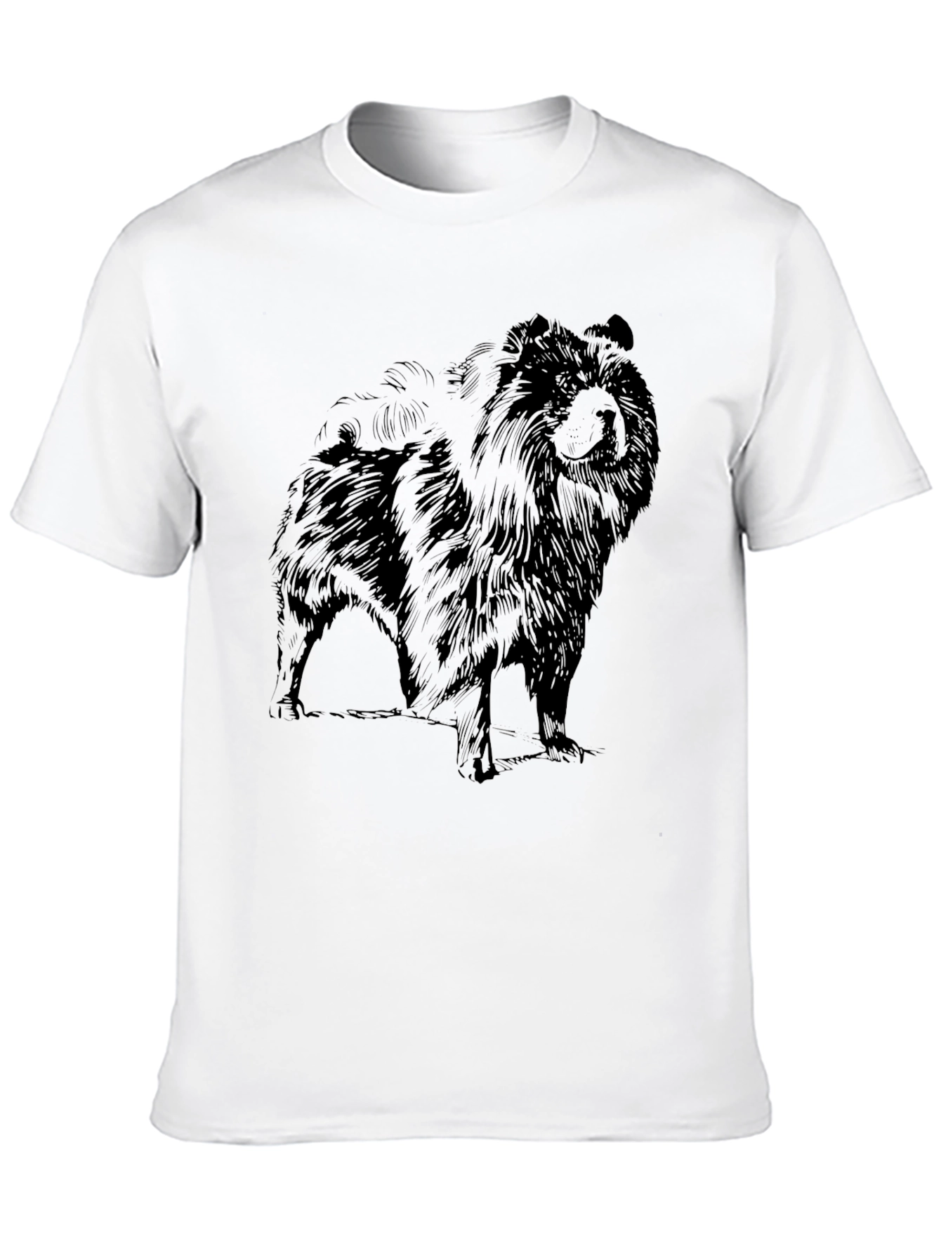 Mens Black T-Shirt with Chow Chow Dog Graphic