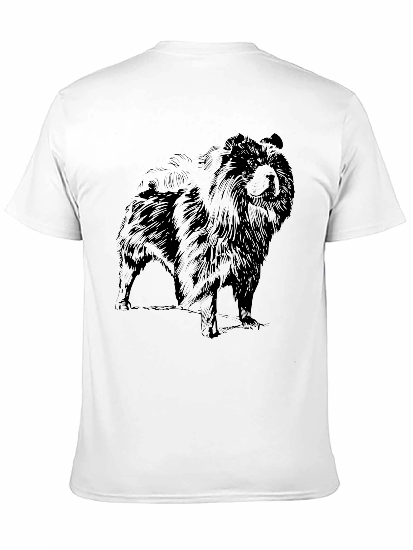 Mens Black T-Shirt with Chow Chow Dog Graphic