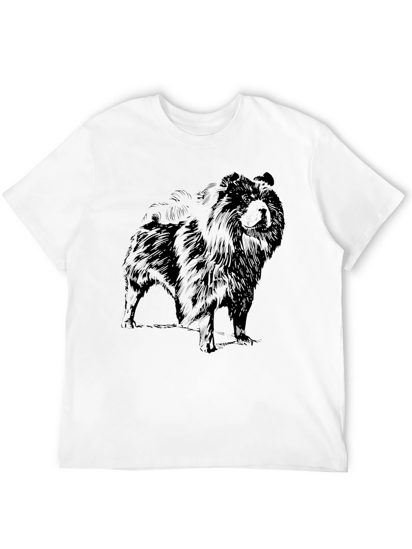 Mens Black T-Shirt with Chow Chow Dog Graphic